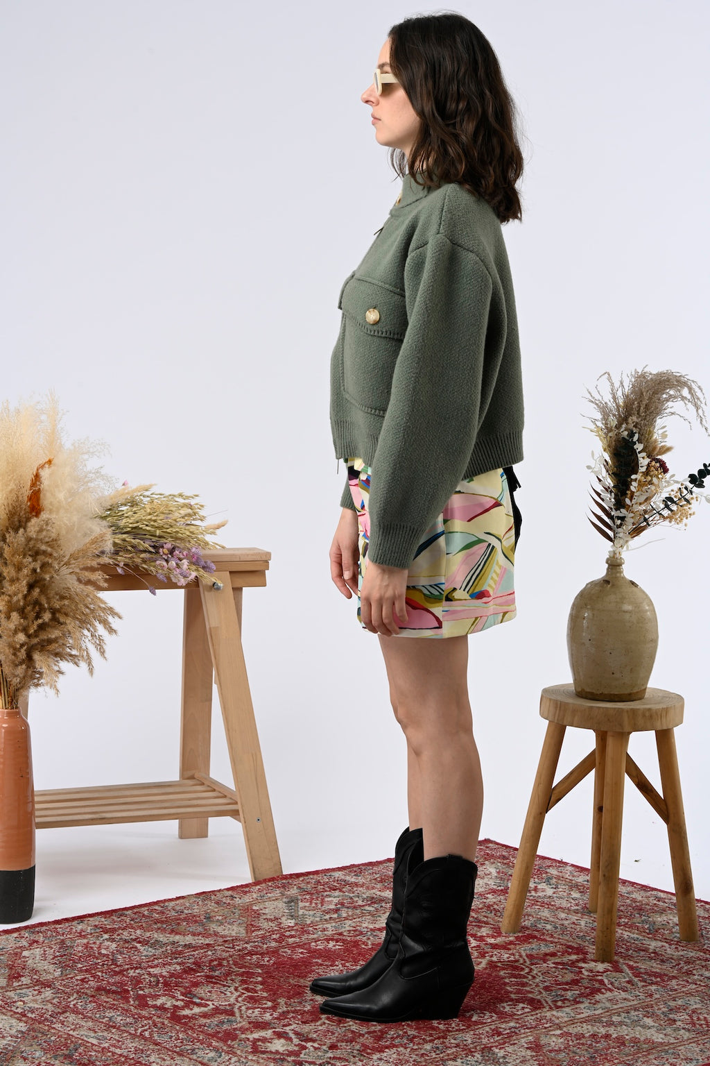 ORFEO Khaki Knitted Zip Up.