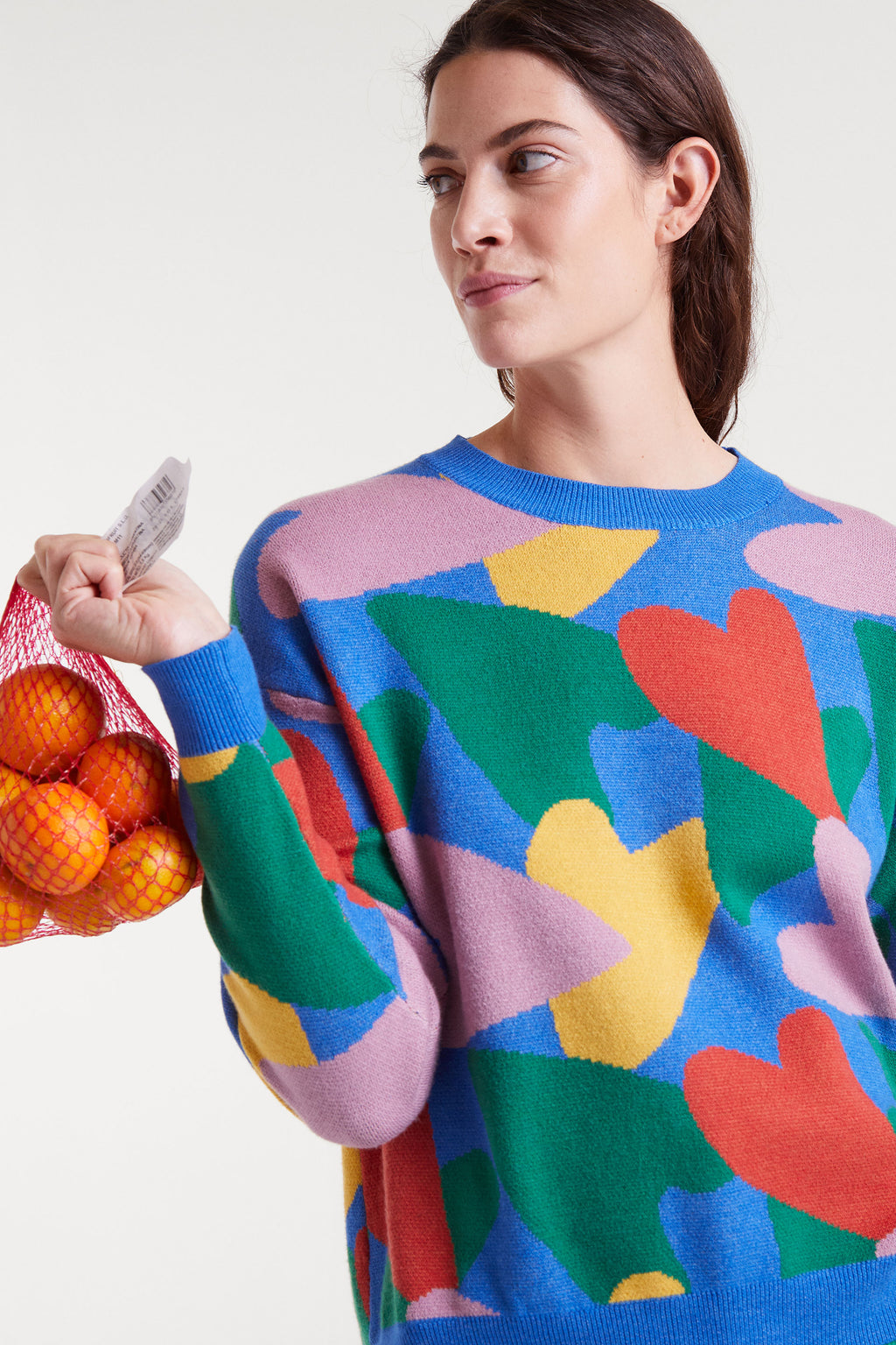 Colorful Heart Print Jumper.