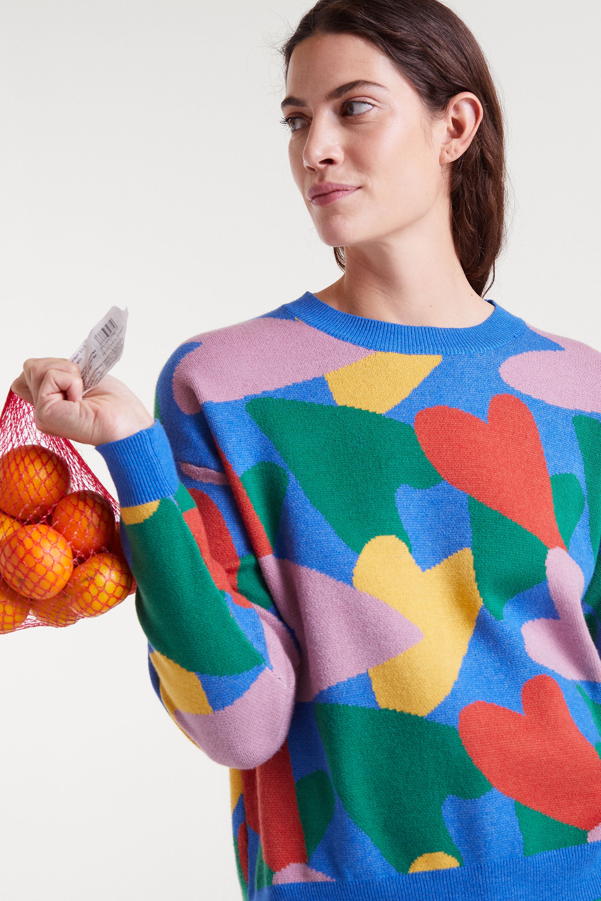 Colorful Heart Print Jumper.