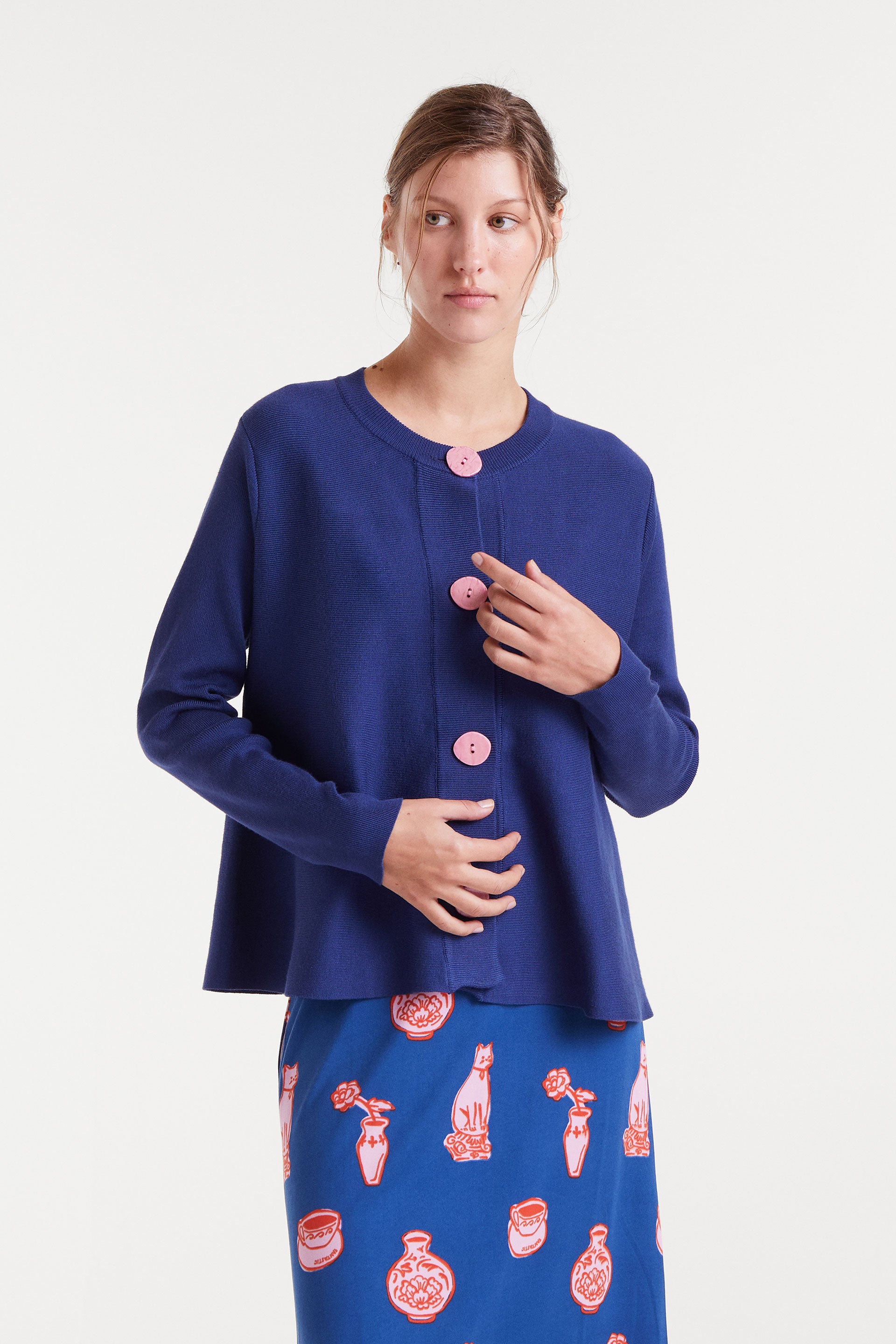 Pink Buttons Cardigan.