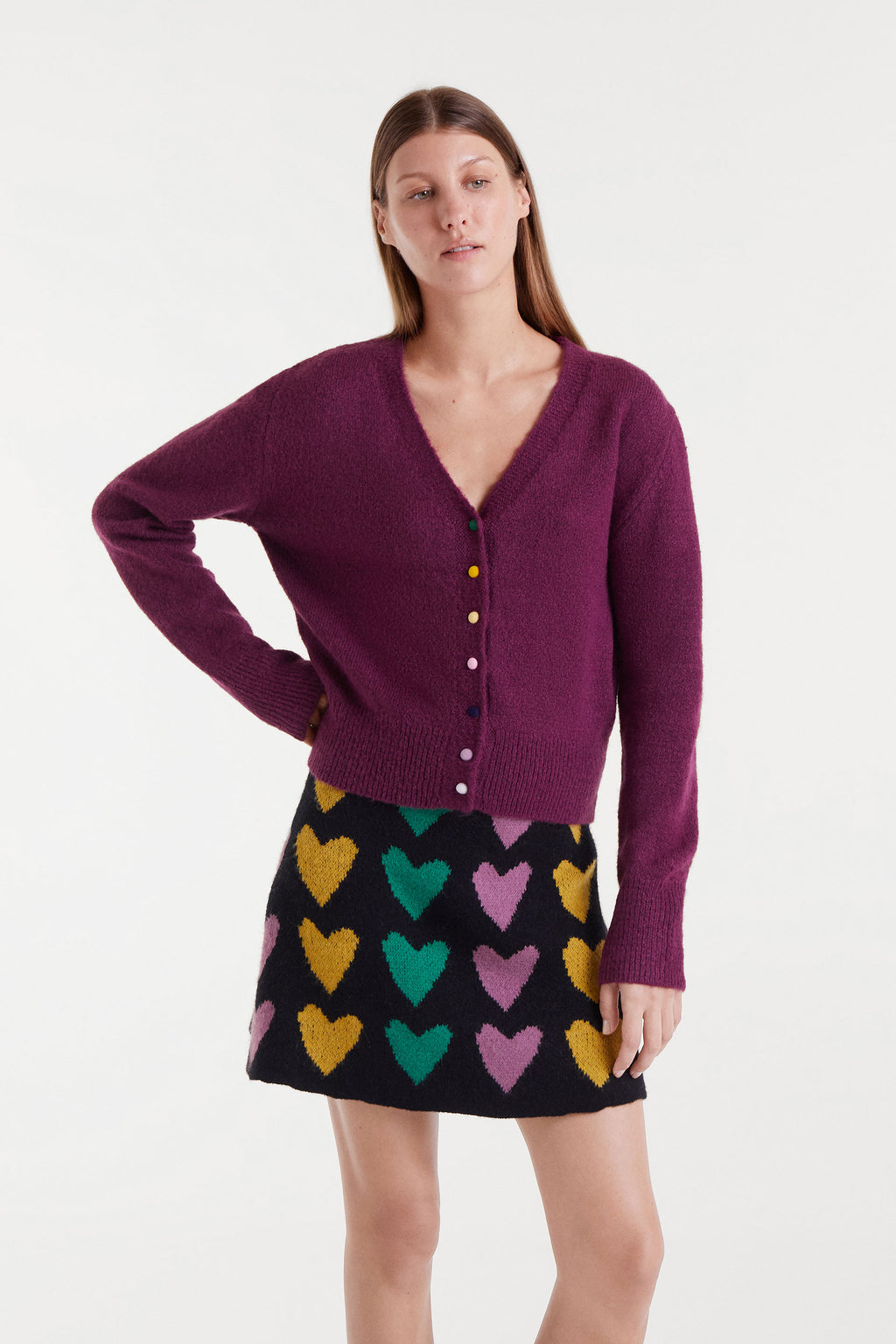 V-Neck Aubergine Jumper.