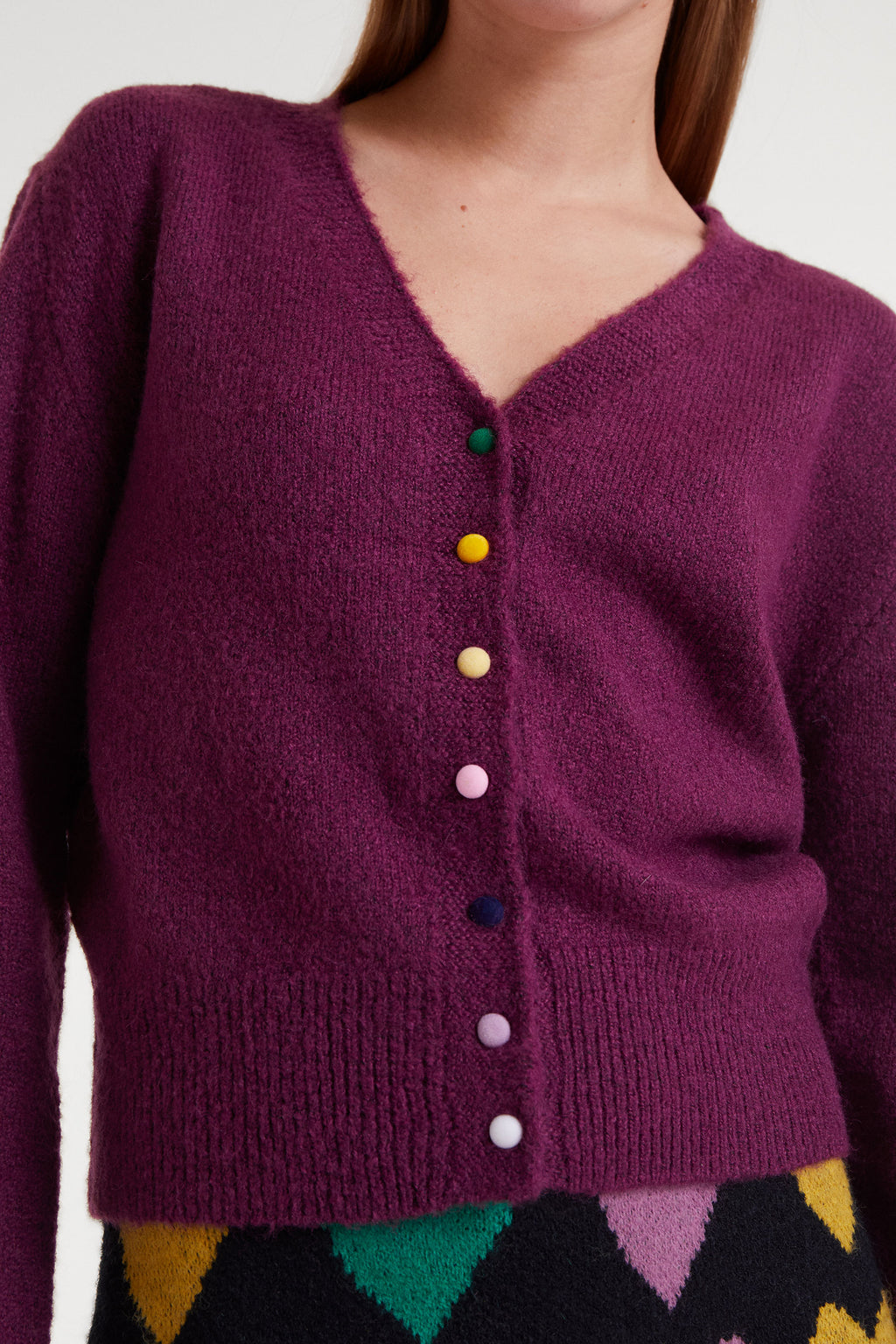 V-Neck Aubergine Jumper.