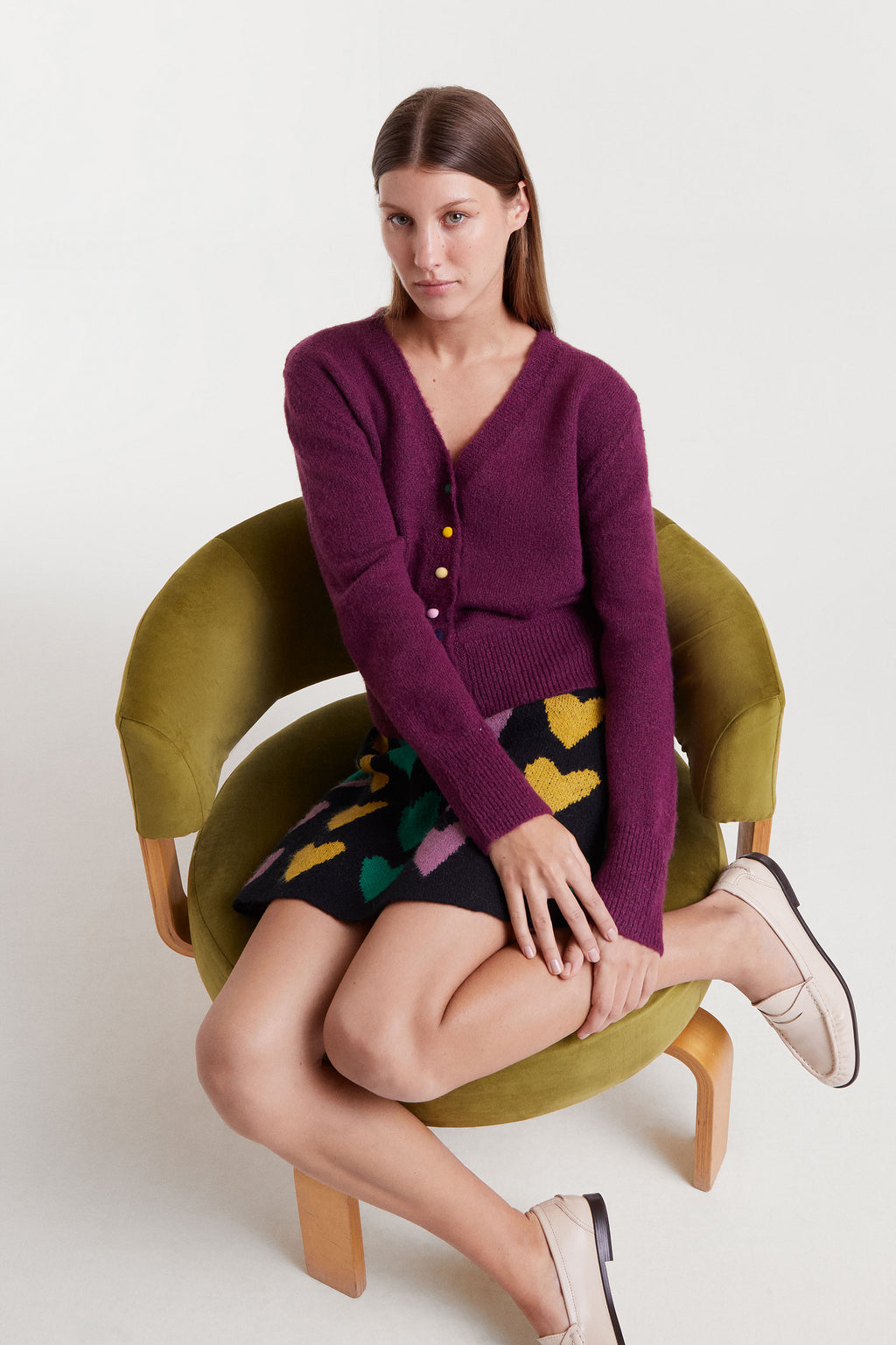 V-Neck Aubergine Jumper.