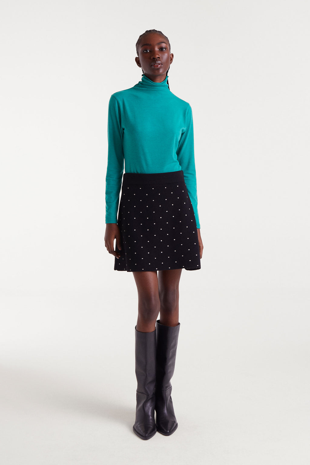 Black Polka Dot Mini Skirt.