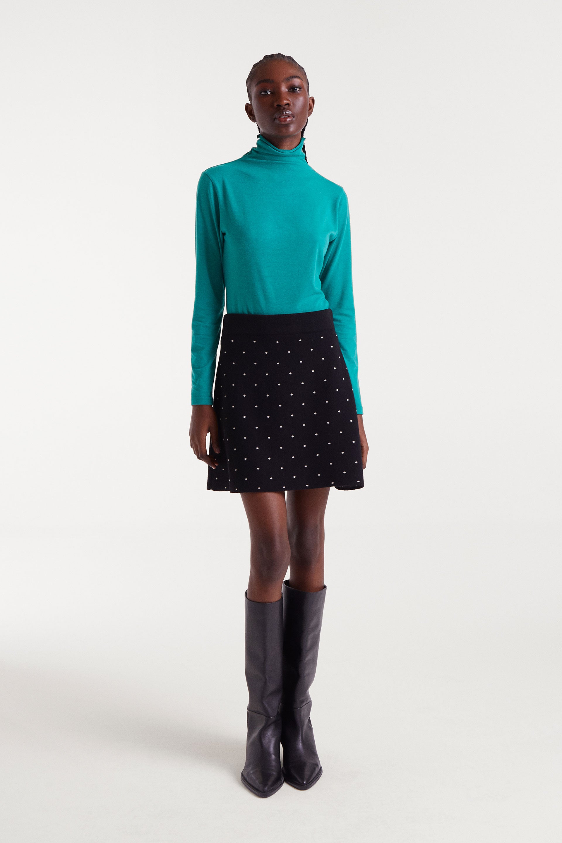 Black Polka Dot Mini Skirt.