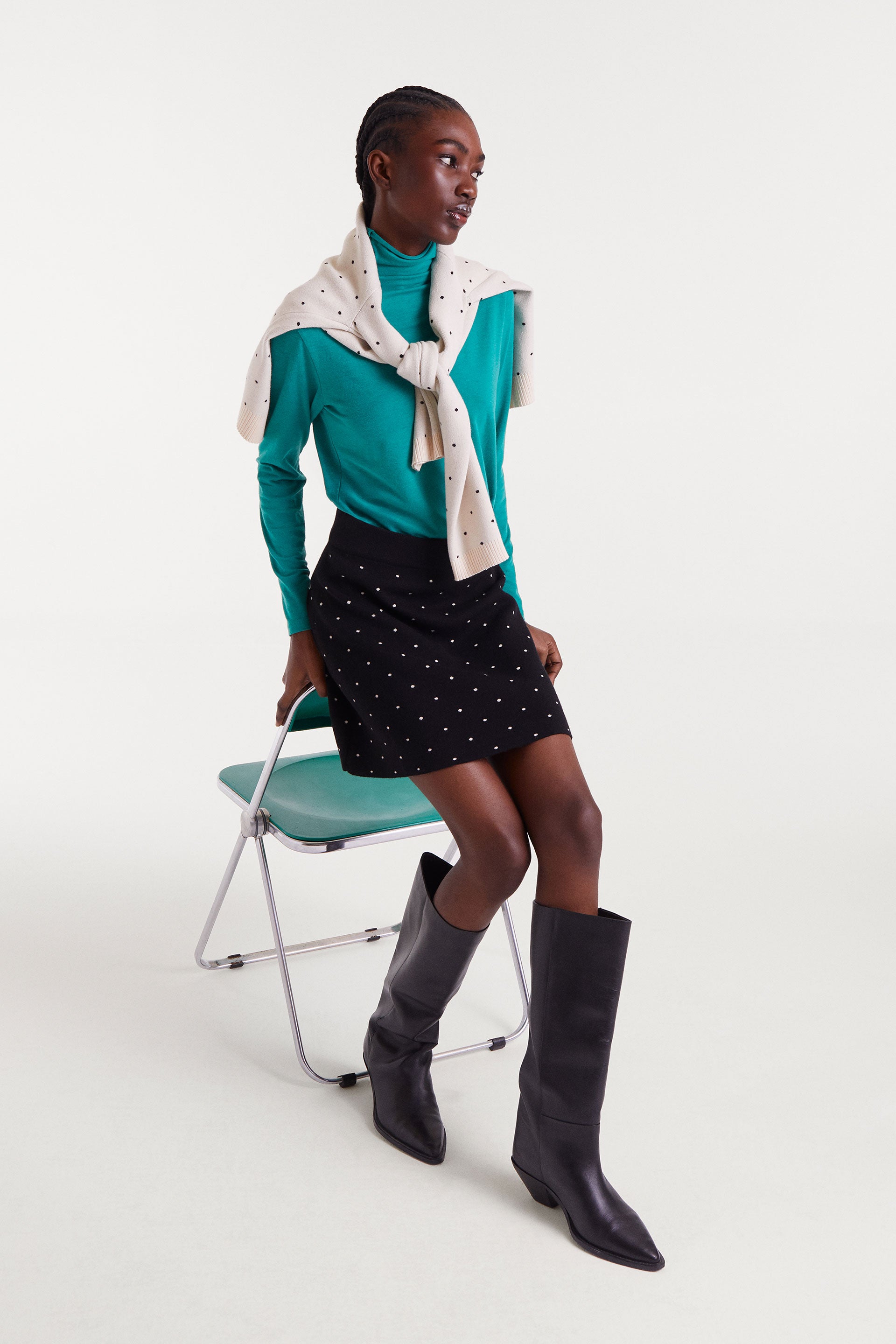 Black Polka Dot Mini Skirt.