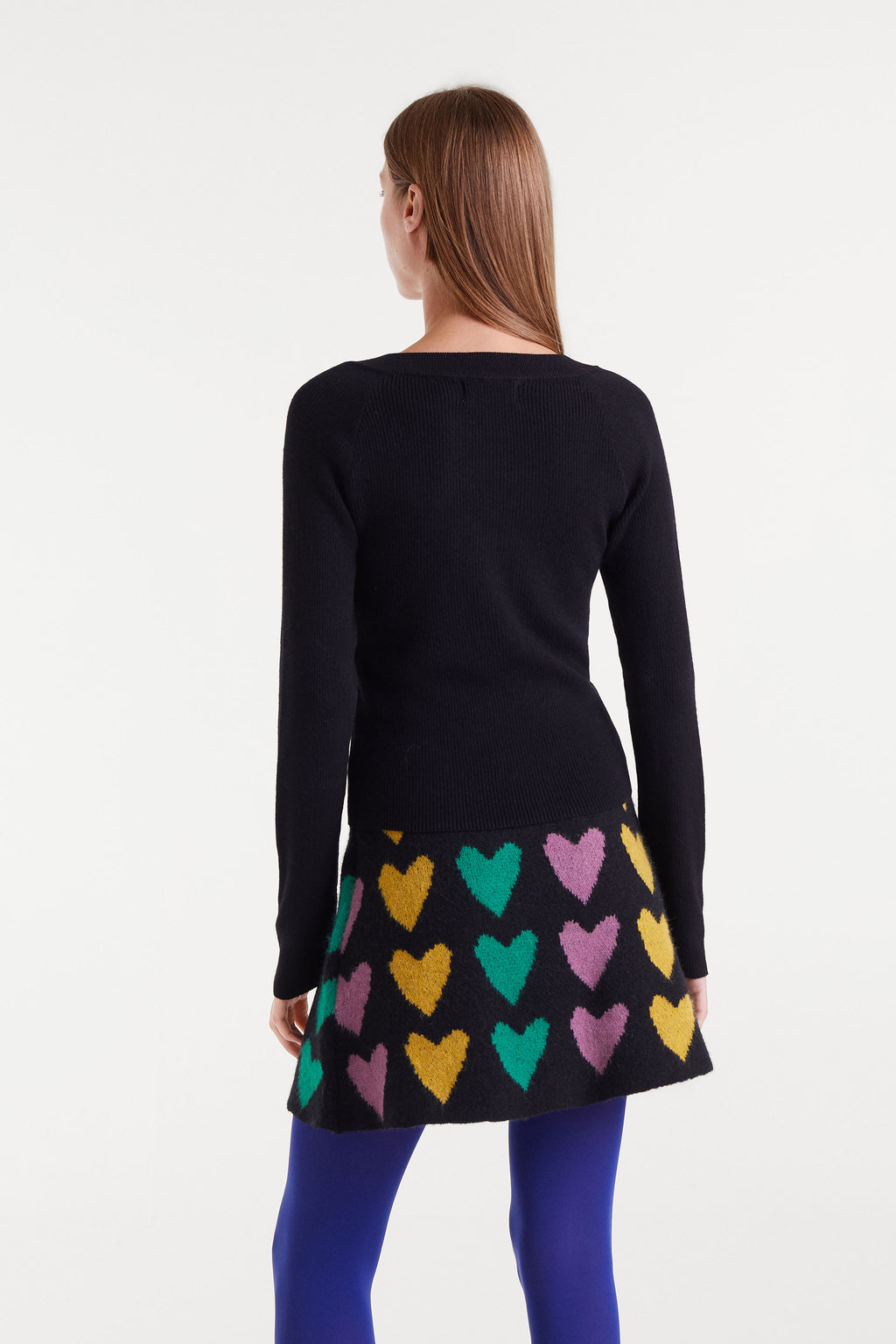 Black V-Neck Ribbed Sweater.