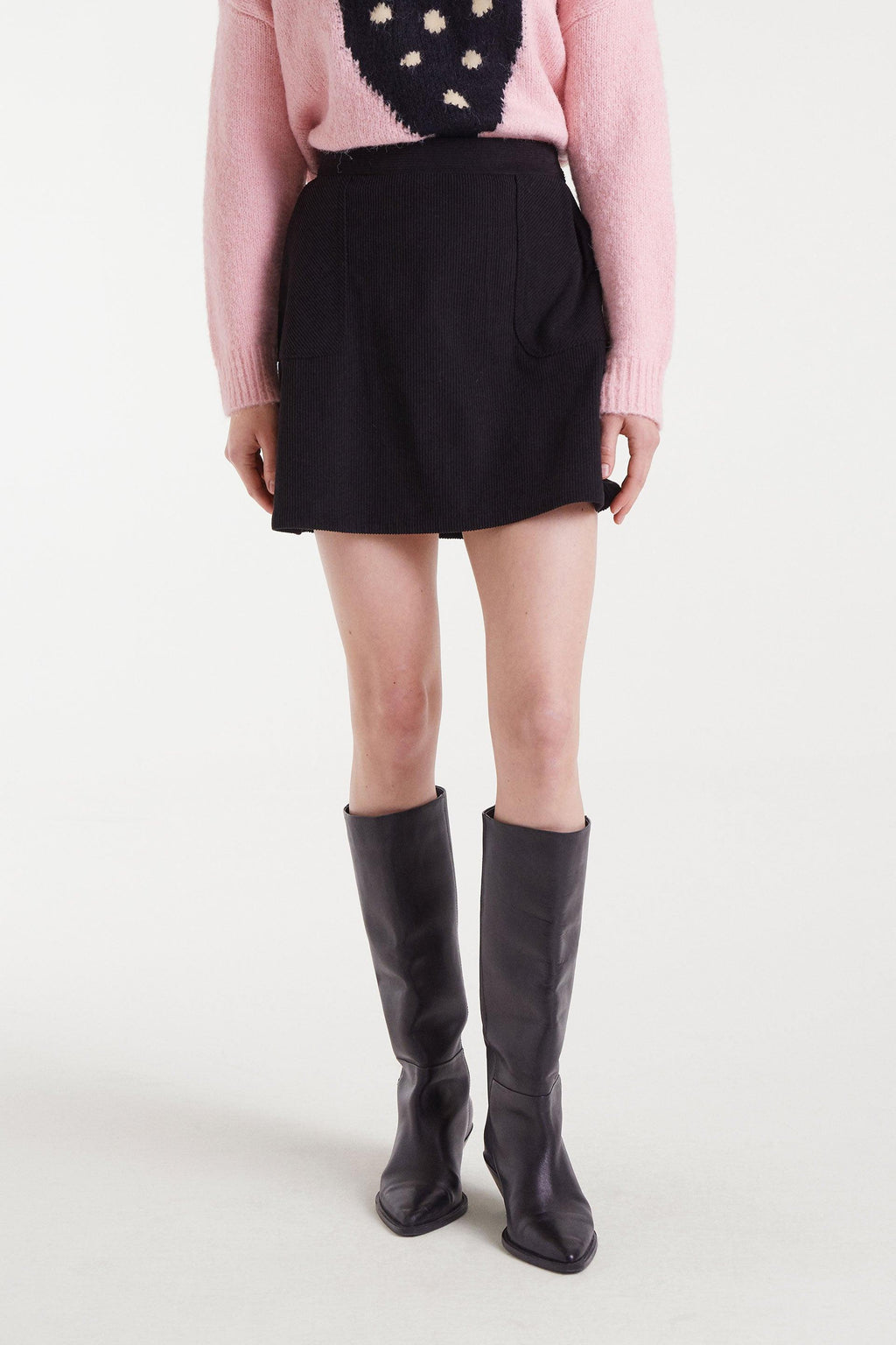 Black Corduroy Mini Skirt