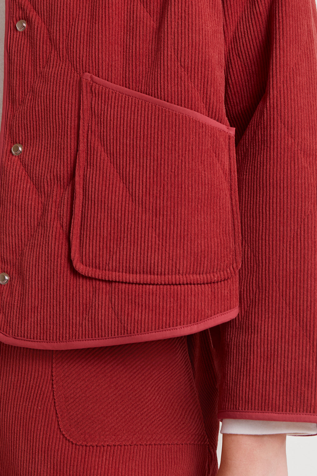 Rusted Red Corduroy Bomber Jacket