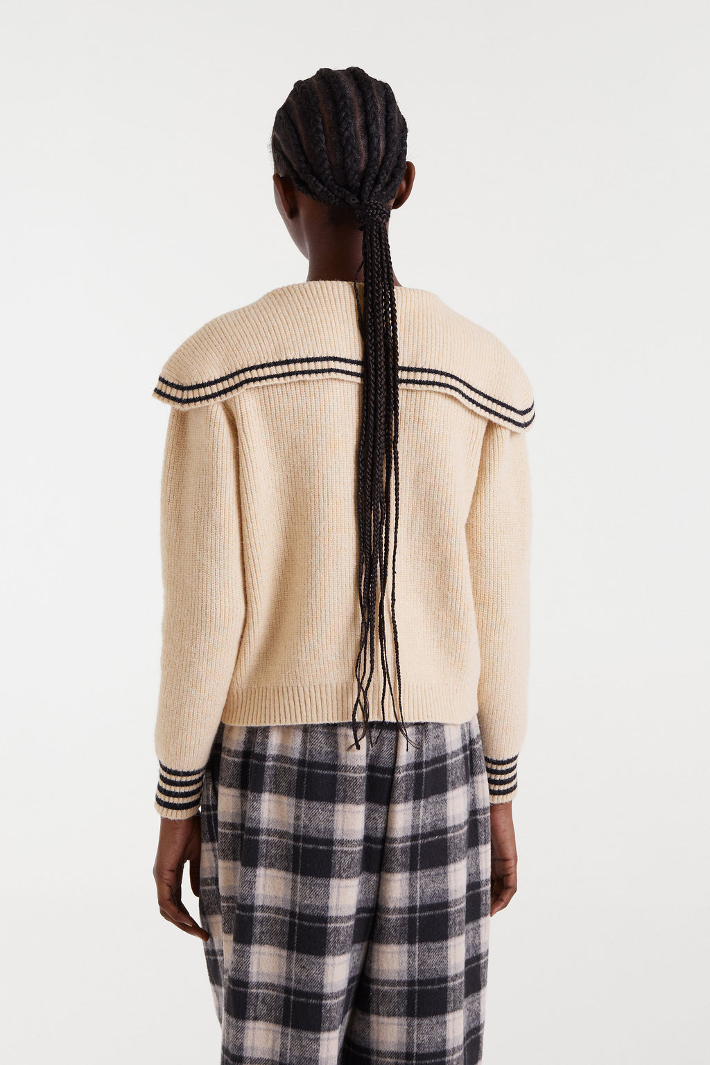 Beige Salior Collar Cardigan