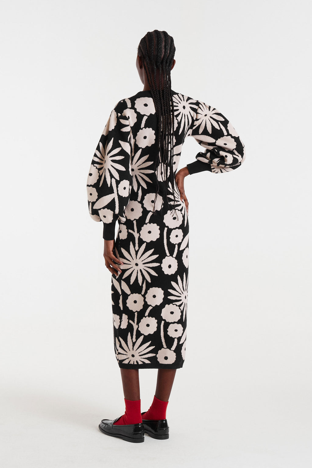 Black and White Midi Dress