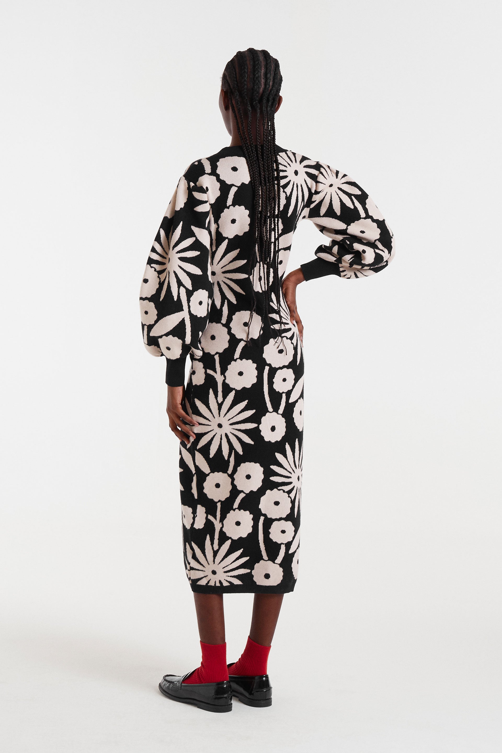 Black and White Midi Dress