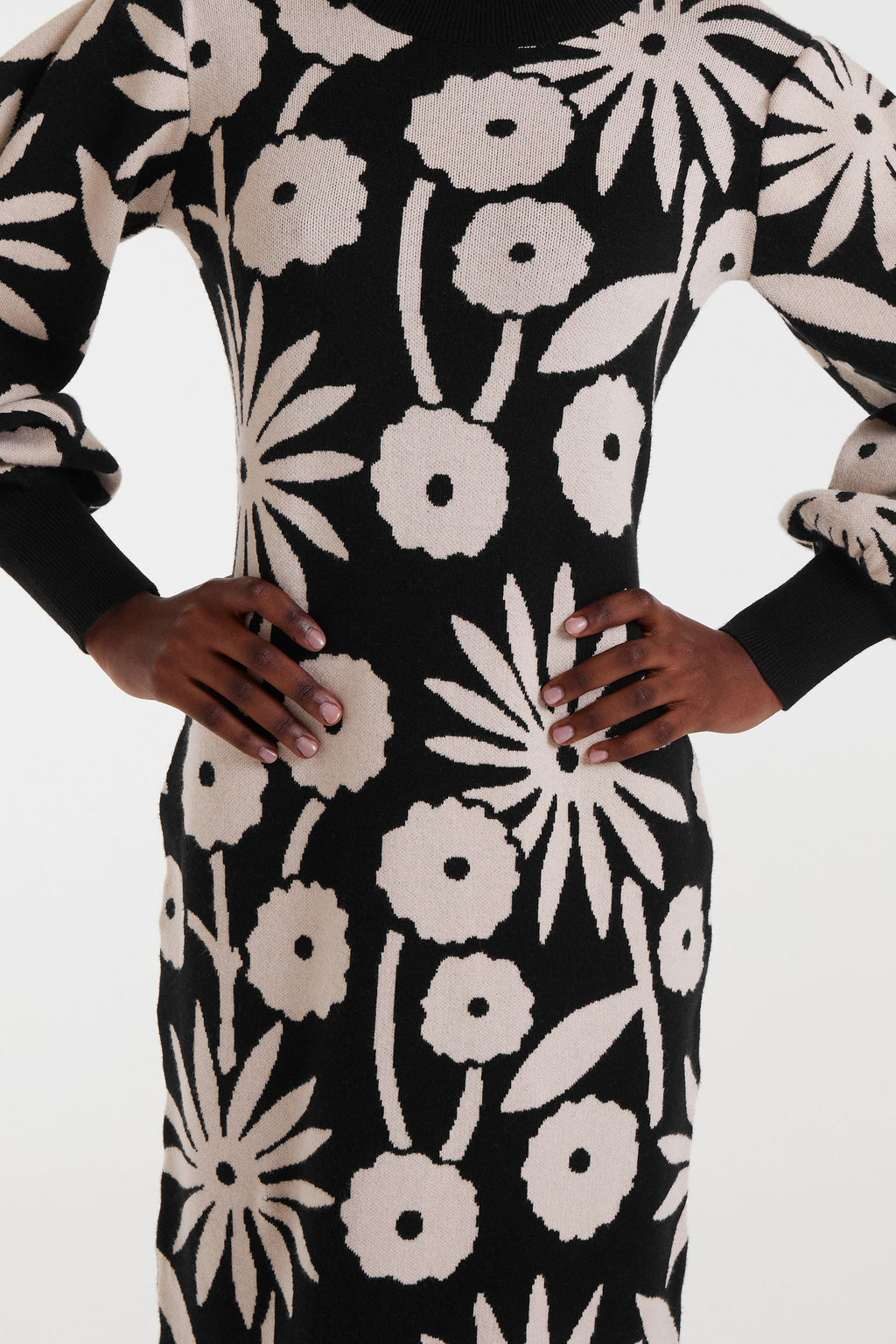 Black and White Midi Dress