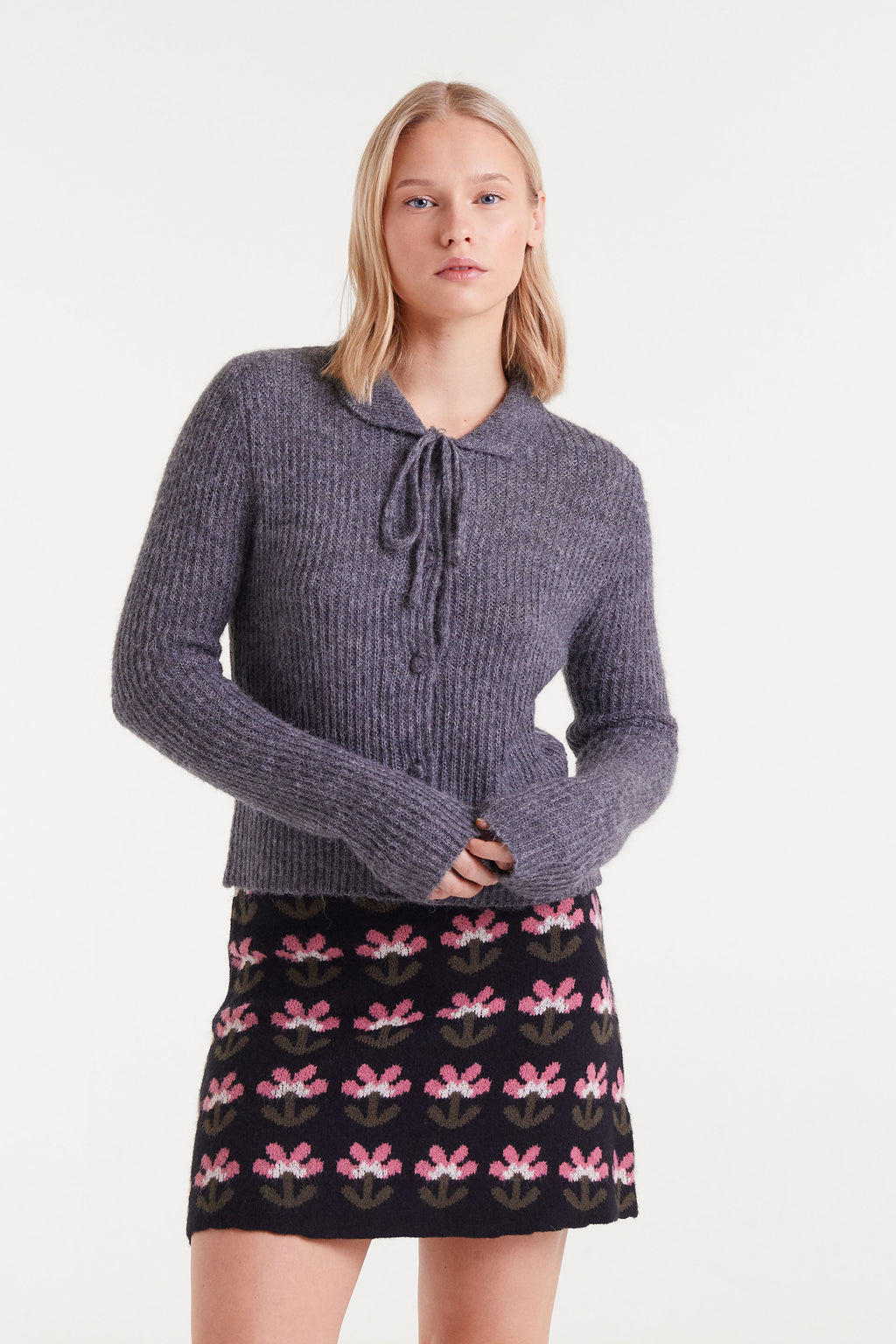 Gray Knit Cardigan