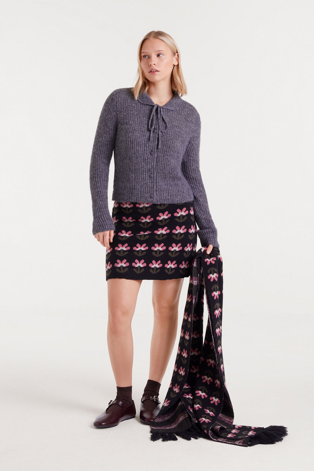 Gray Knit Cardigan