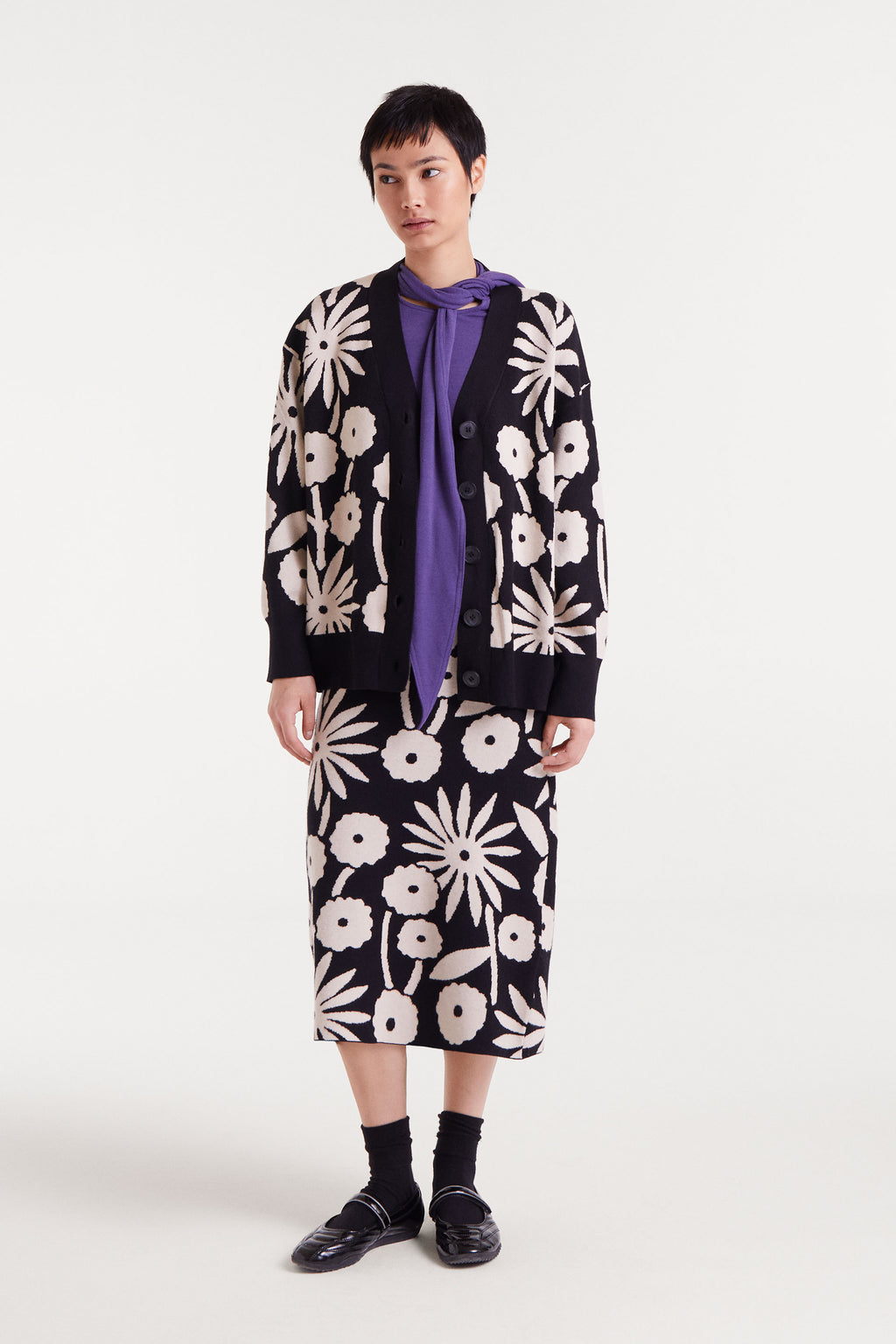 Midi Skirt with Tofu Print
