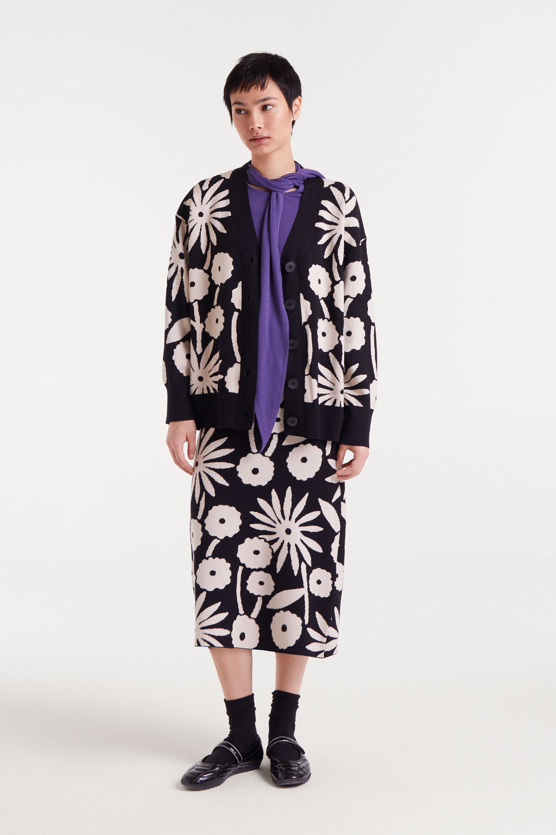 Midi Skirt with Tofu Print
