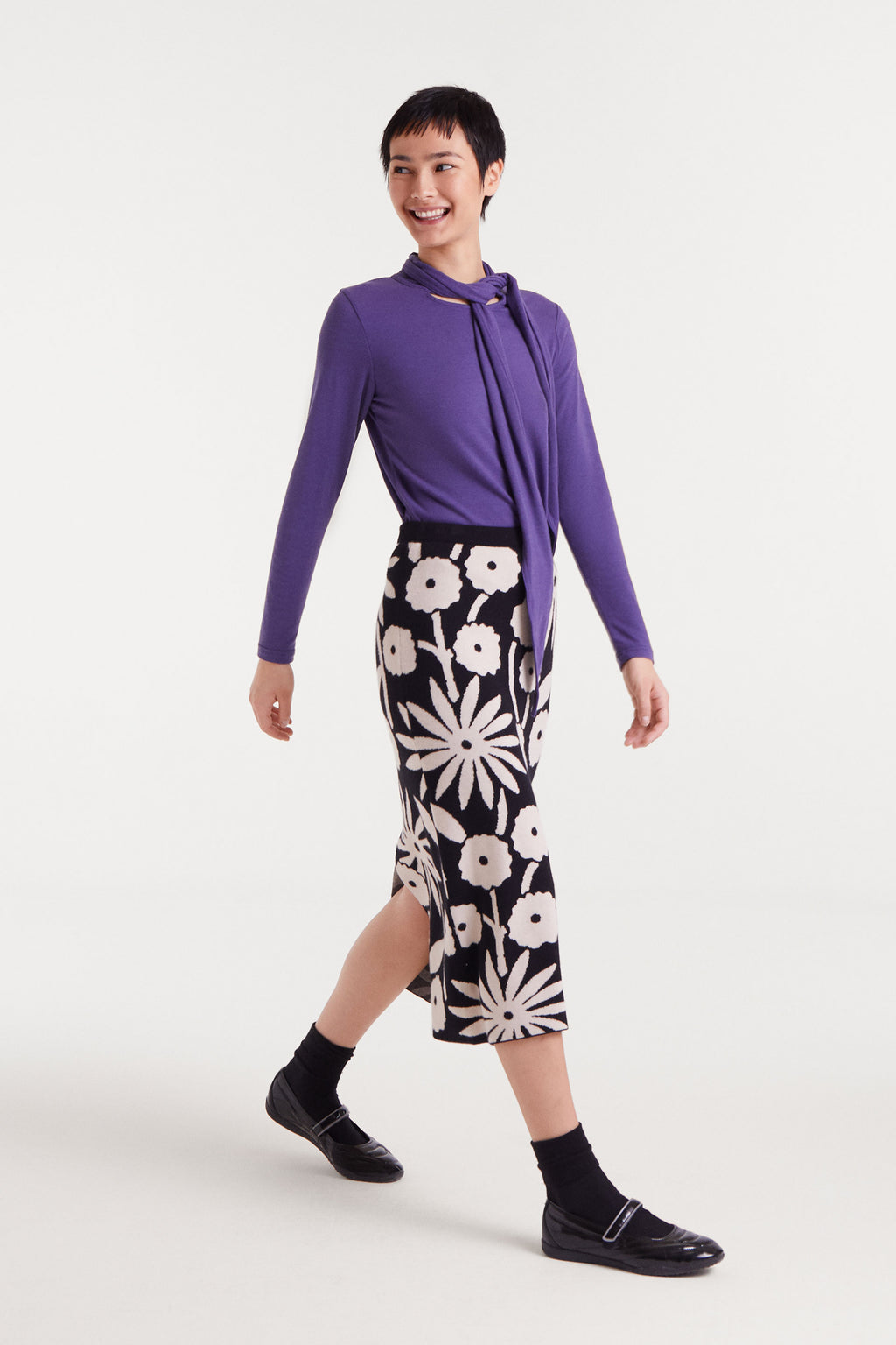 Midi Skirt with Tofu Print