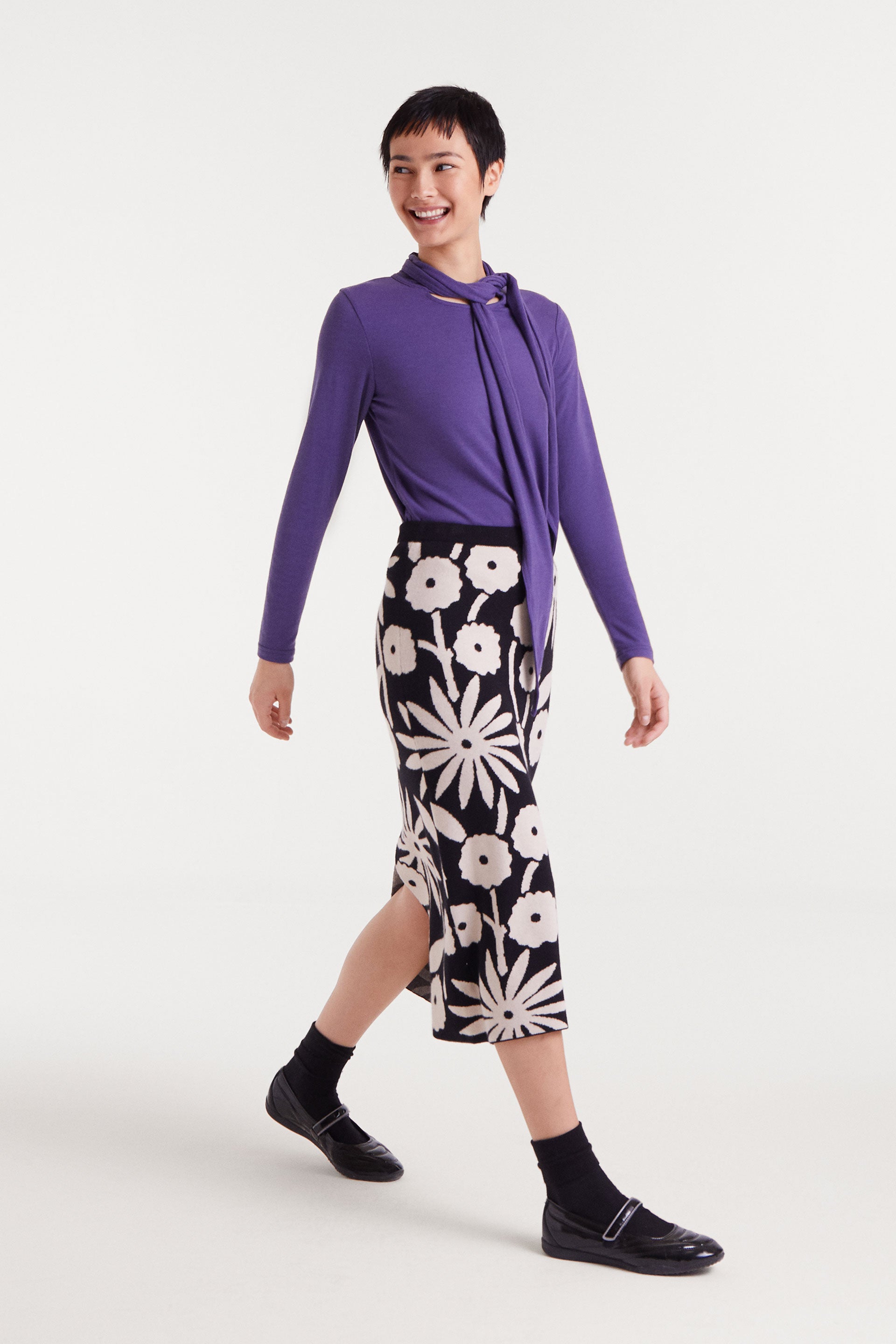 Midi Skirt with Tofu Print