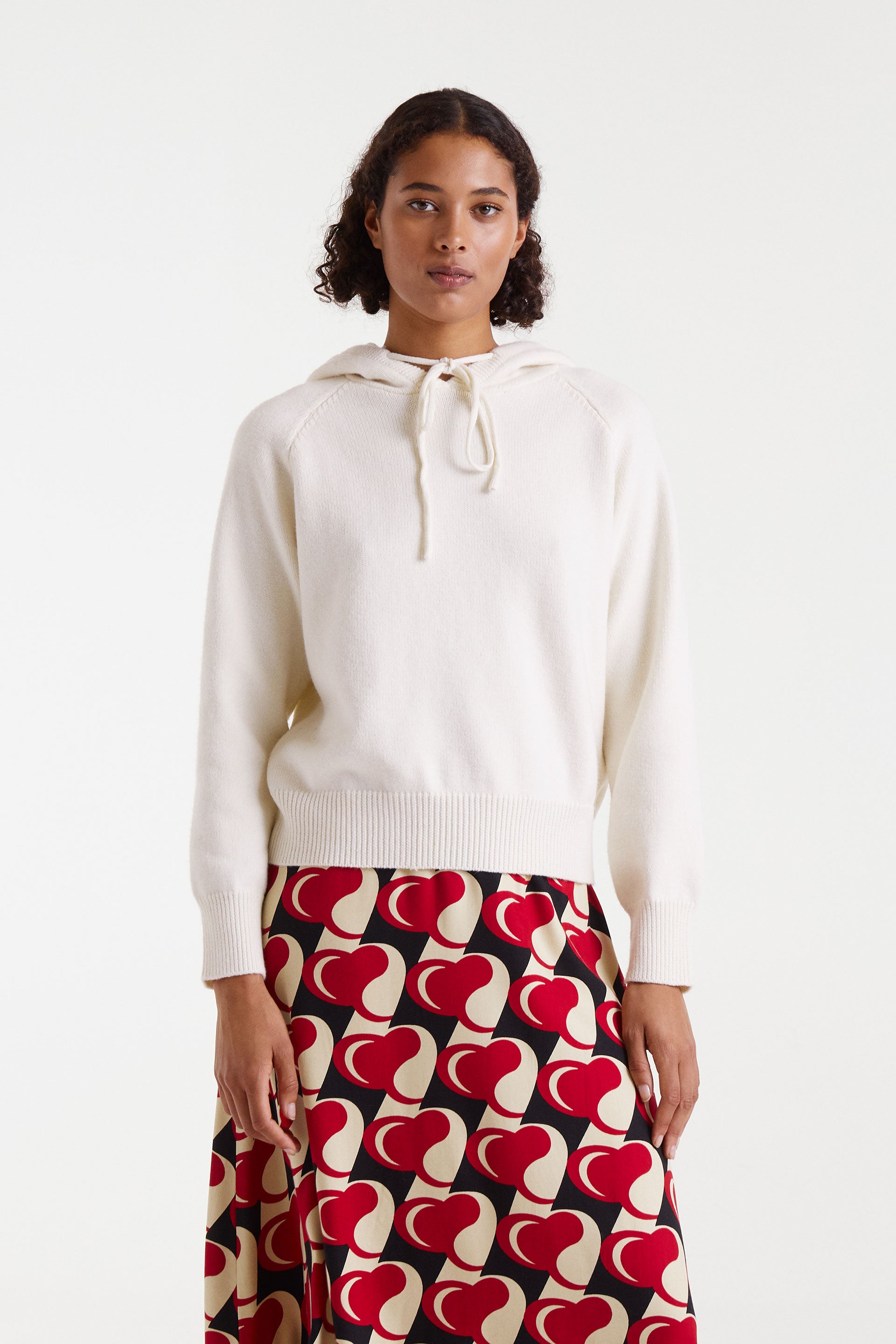 White Knit Hoodie