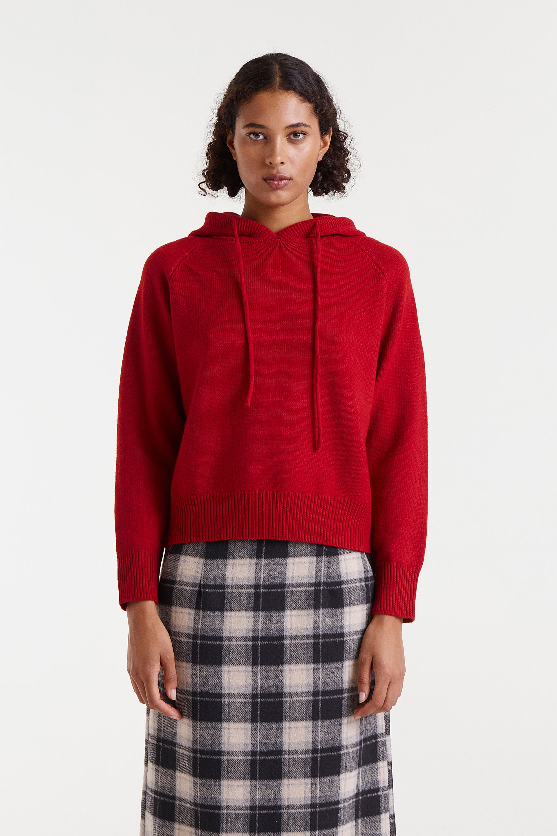 Red Knit Hoodie
