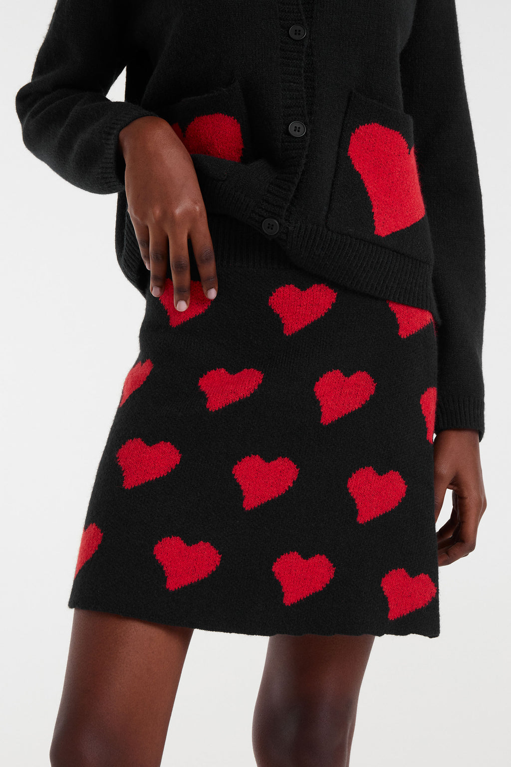 Short Skirt with Red Heart Print