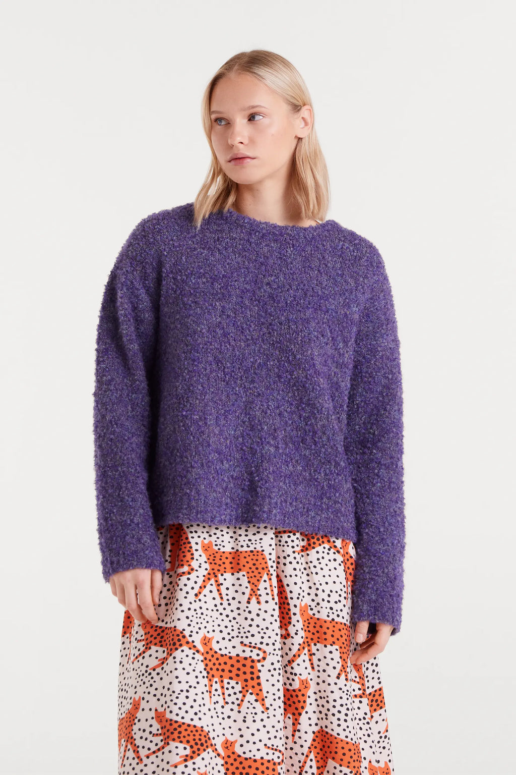Textured Purple Knit Sweater
