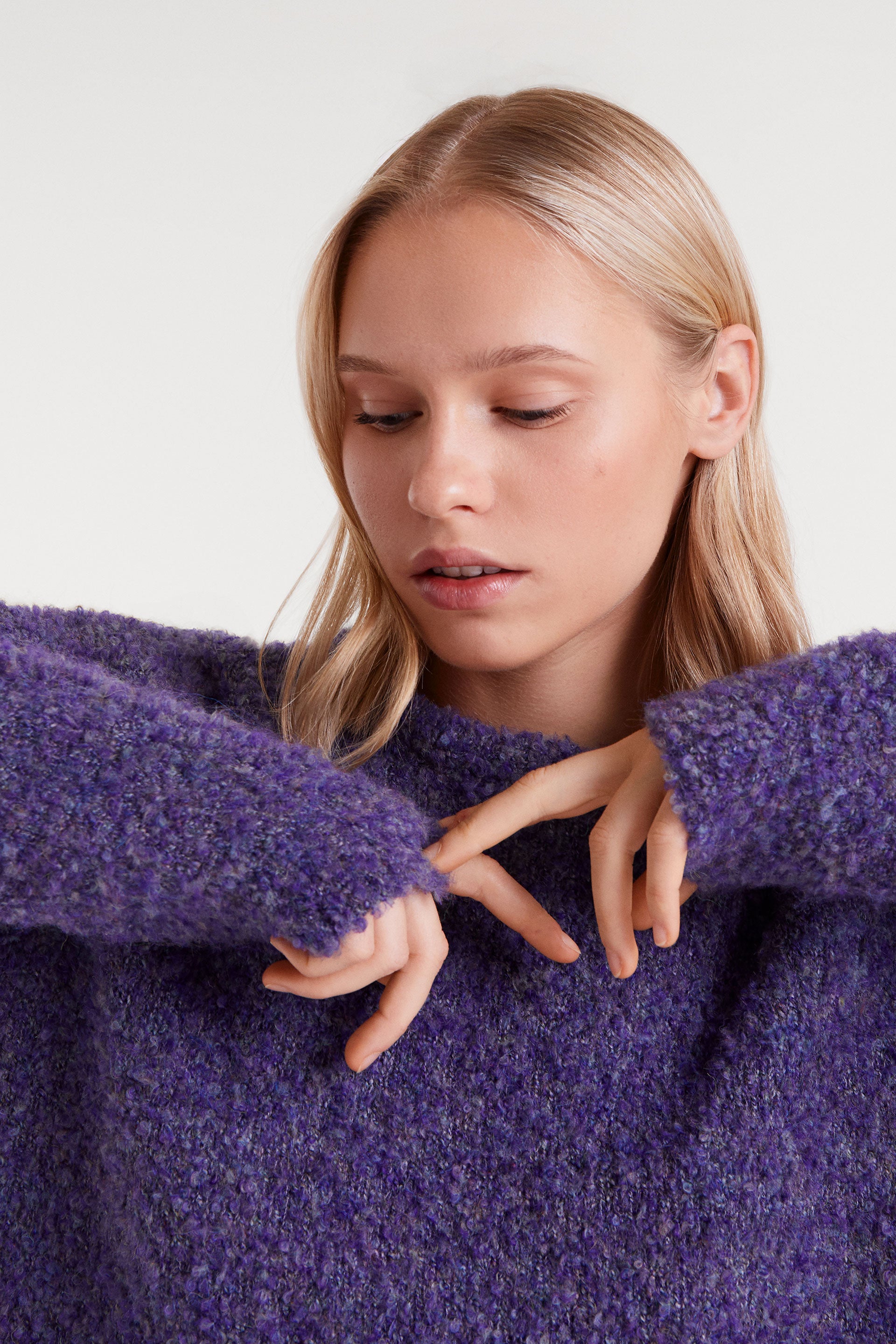 Textured Purple Knit Sweater