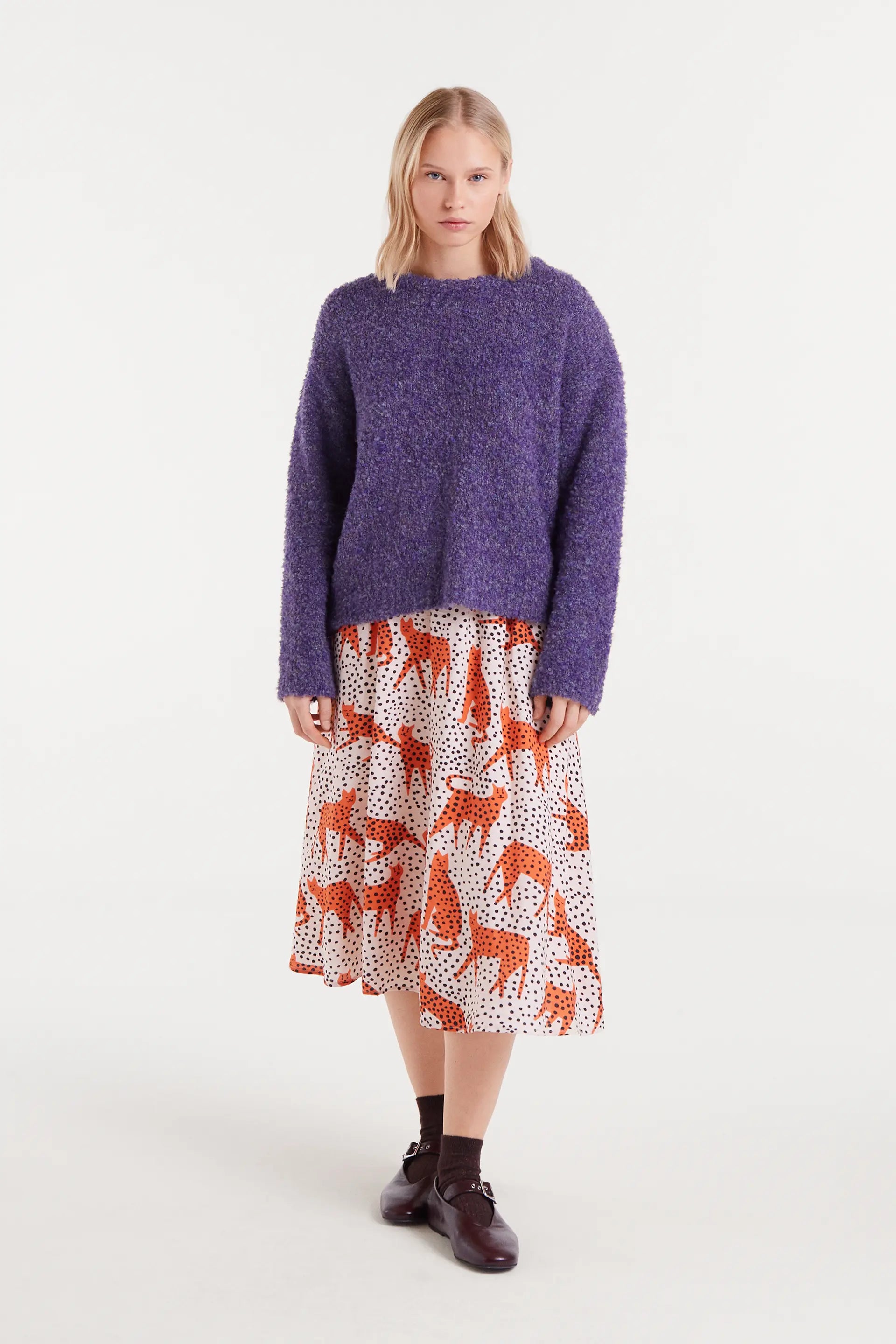 Textured Purple Knit Sweater