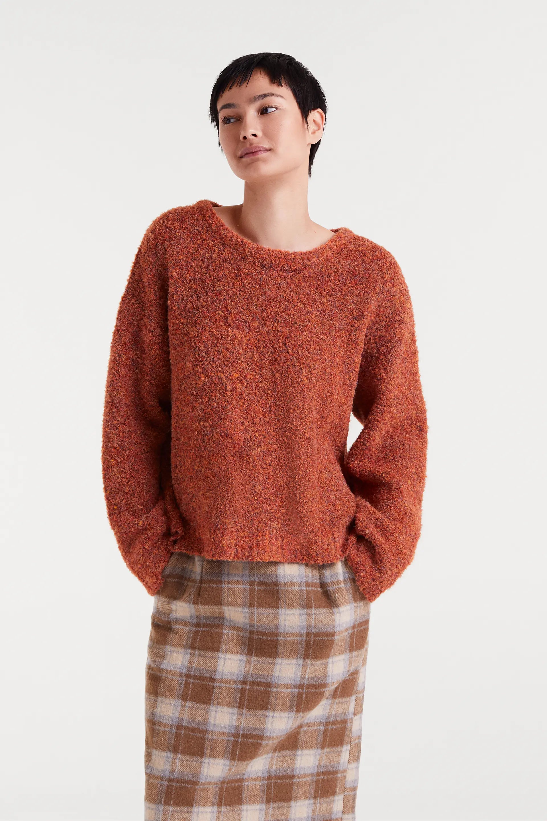 Orange Textured Knit Sweater