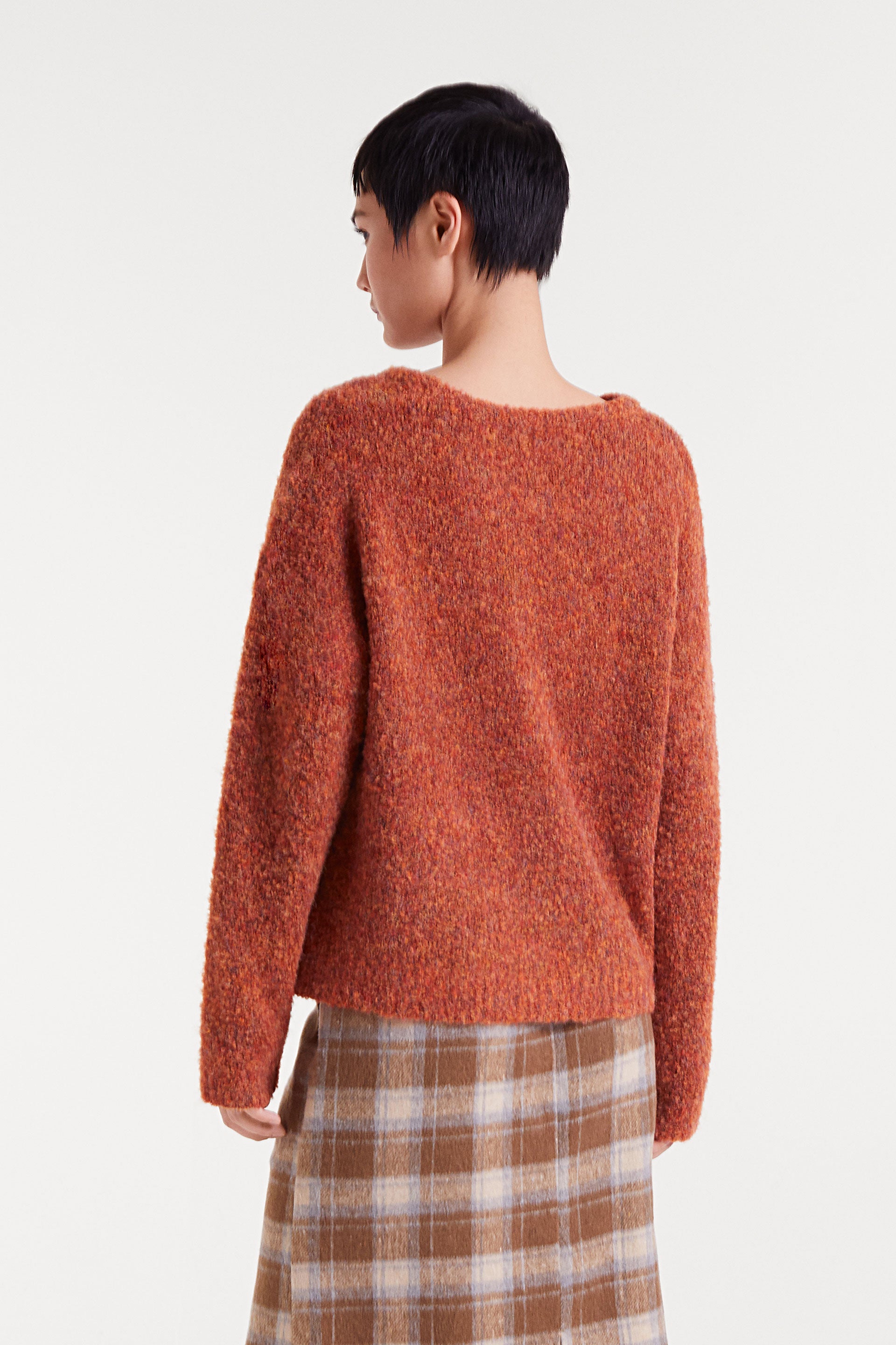 Orange Textured Knit Sweater