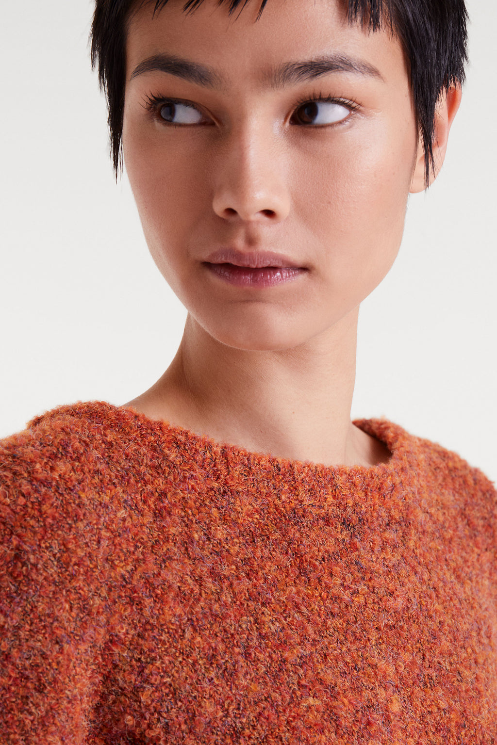 Orange Textured Knit Sweater