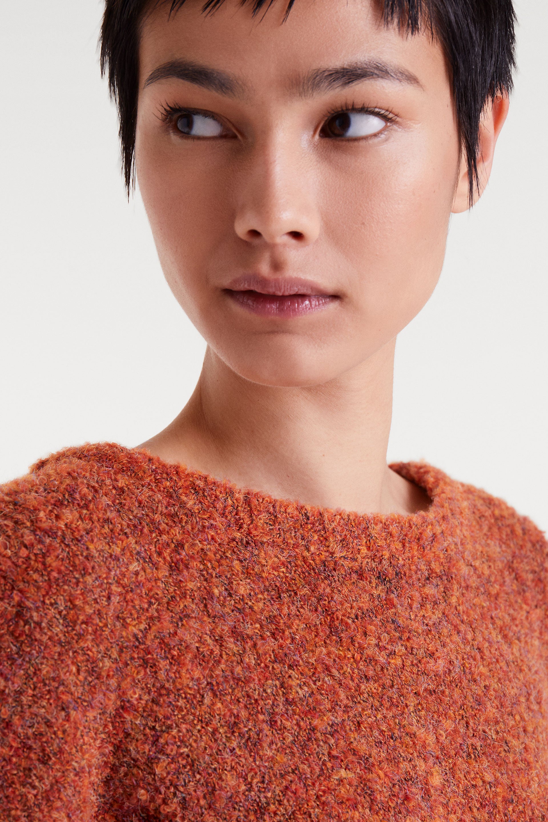 Orange Textured Knit Sweater