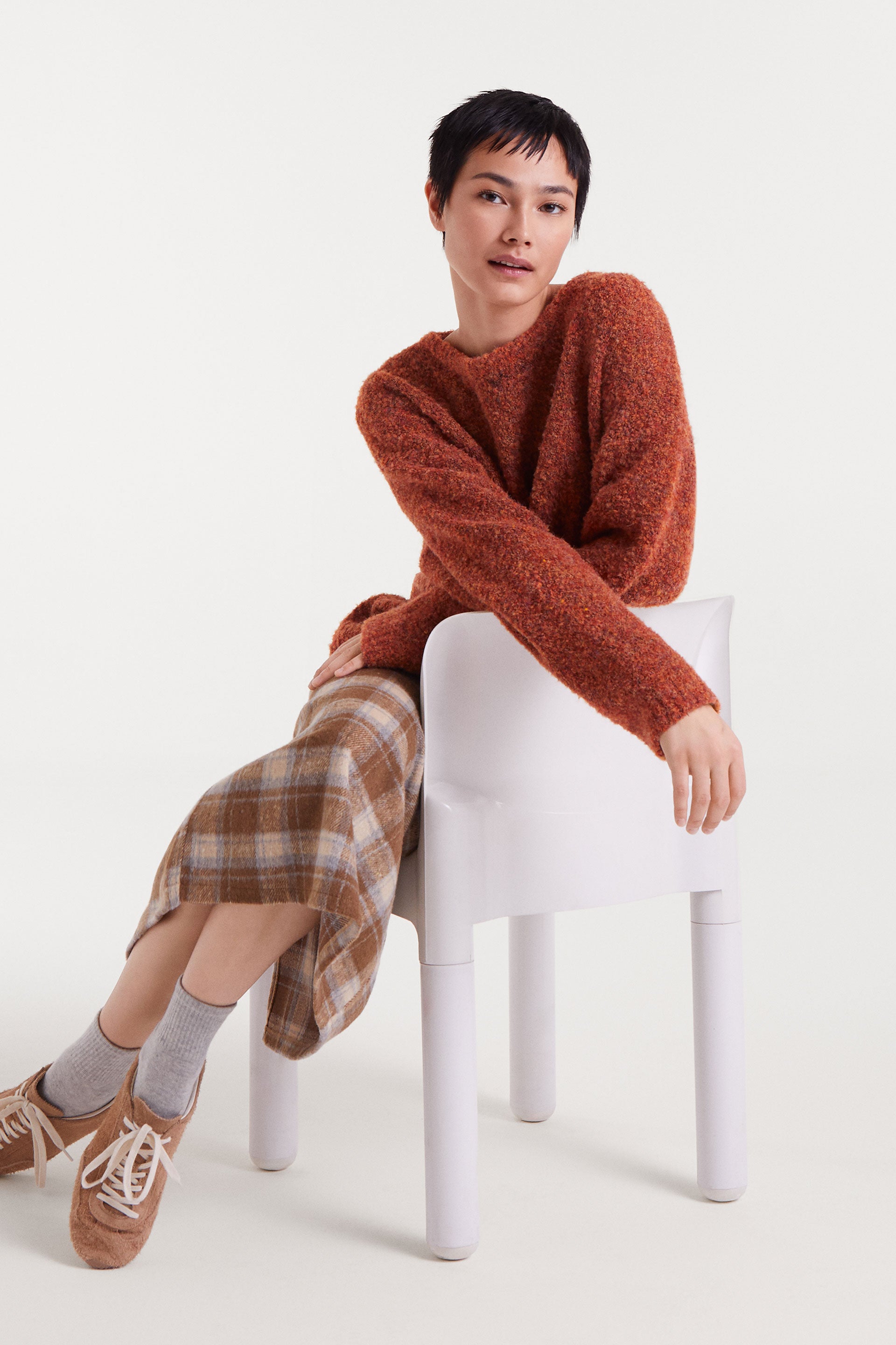 Orange Textured Knit Sweater