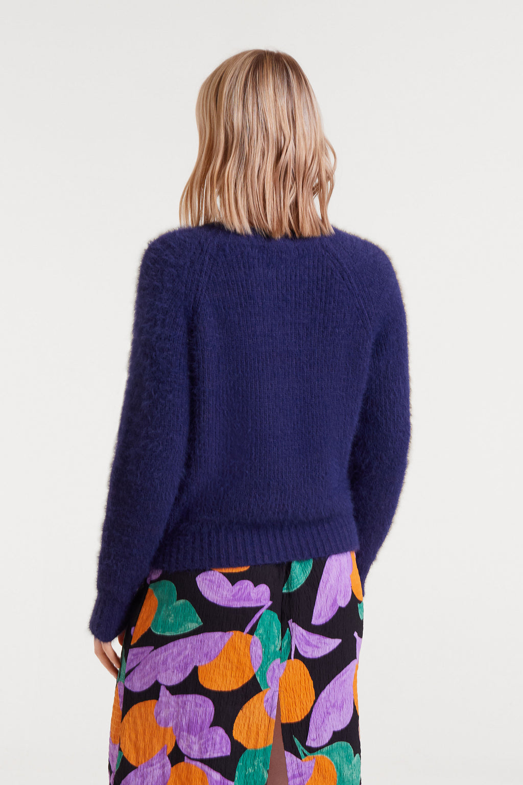 Blue Textured Knit Sweater