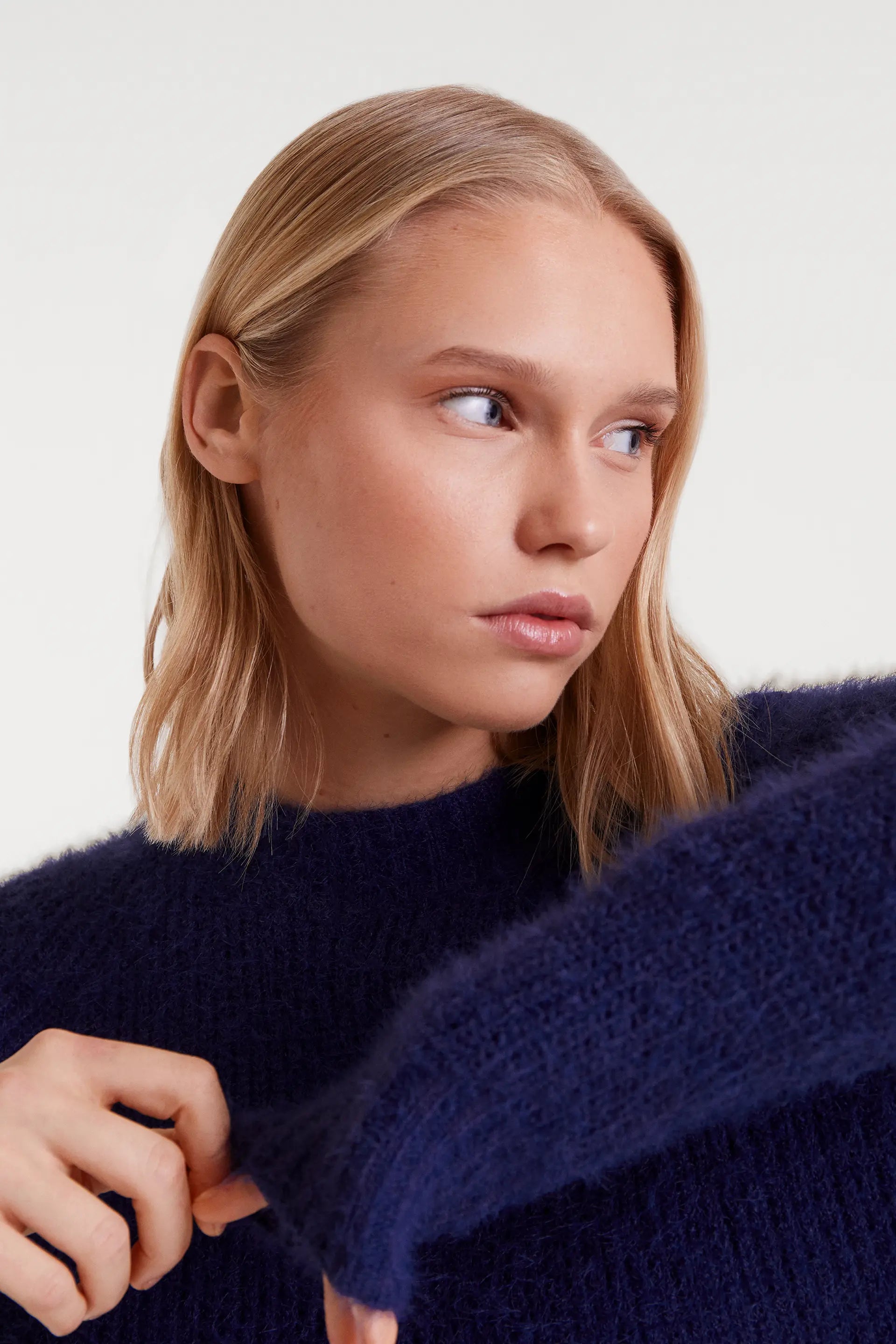 Blue Textured Knit Sweater