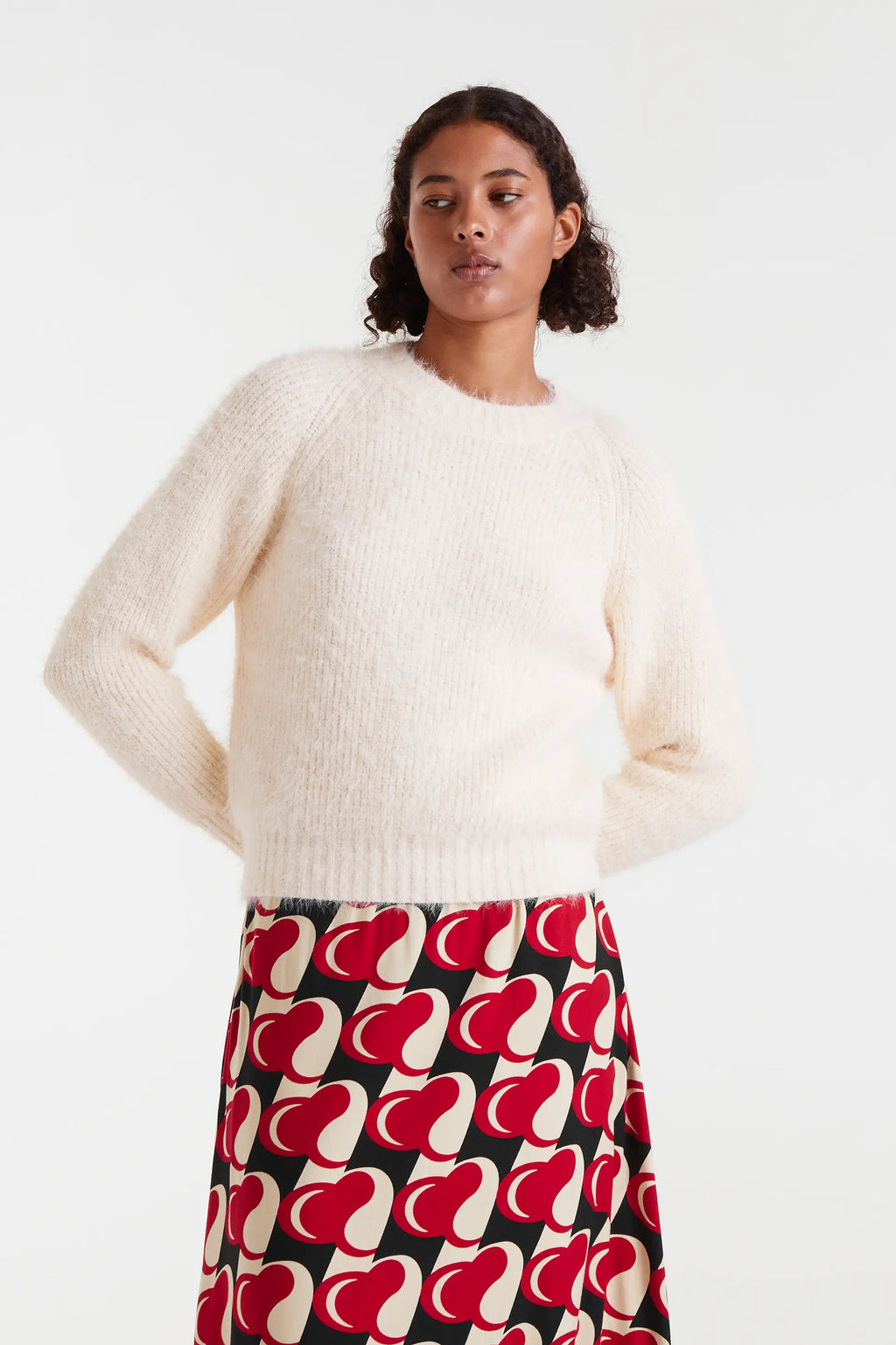 Textured Knitted Cream Jersey