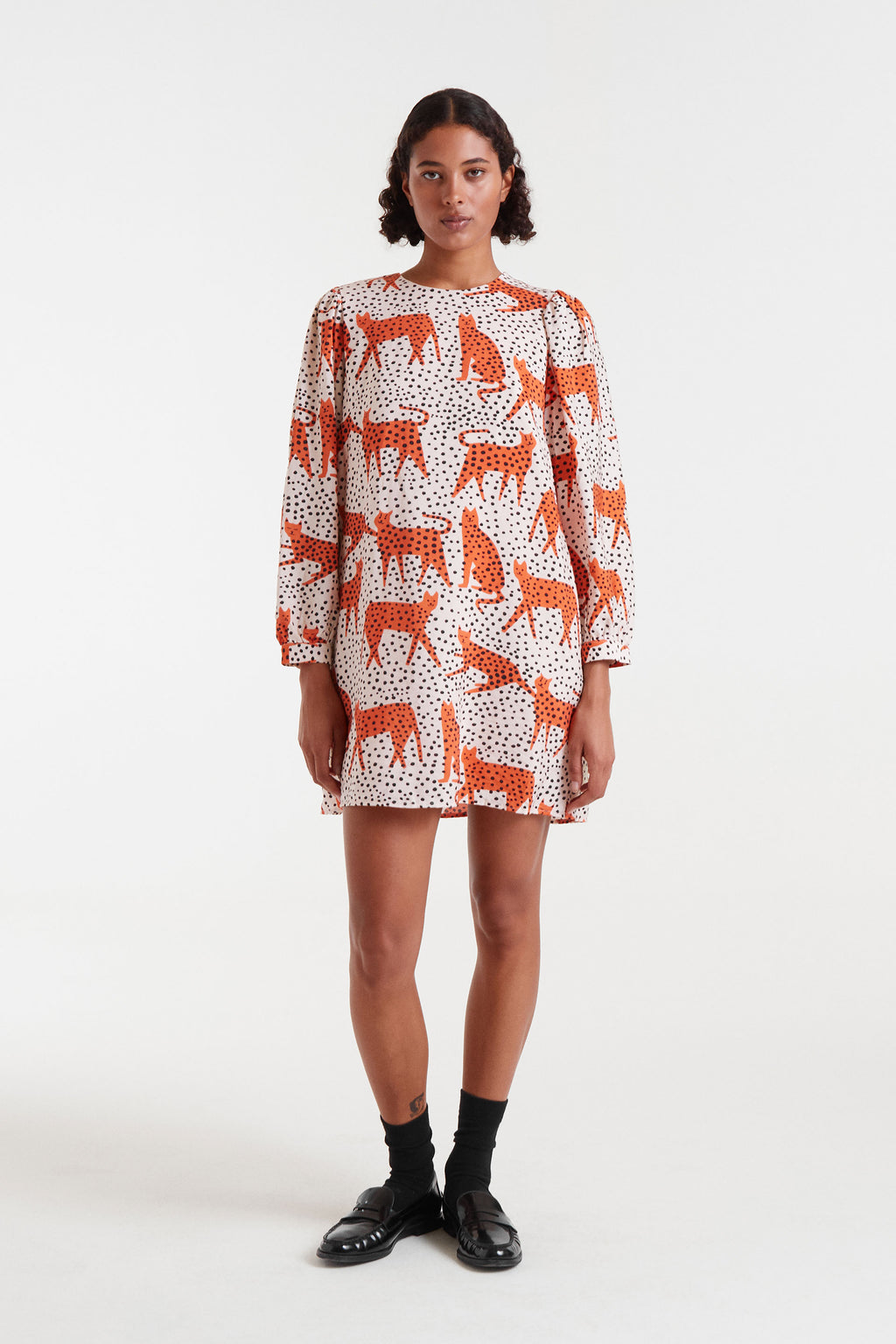 Short Dress with Orange Cheetah Patern