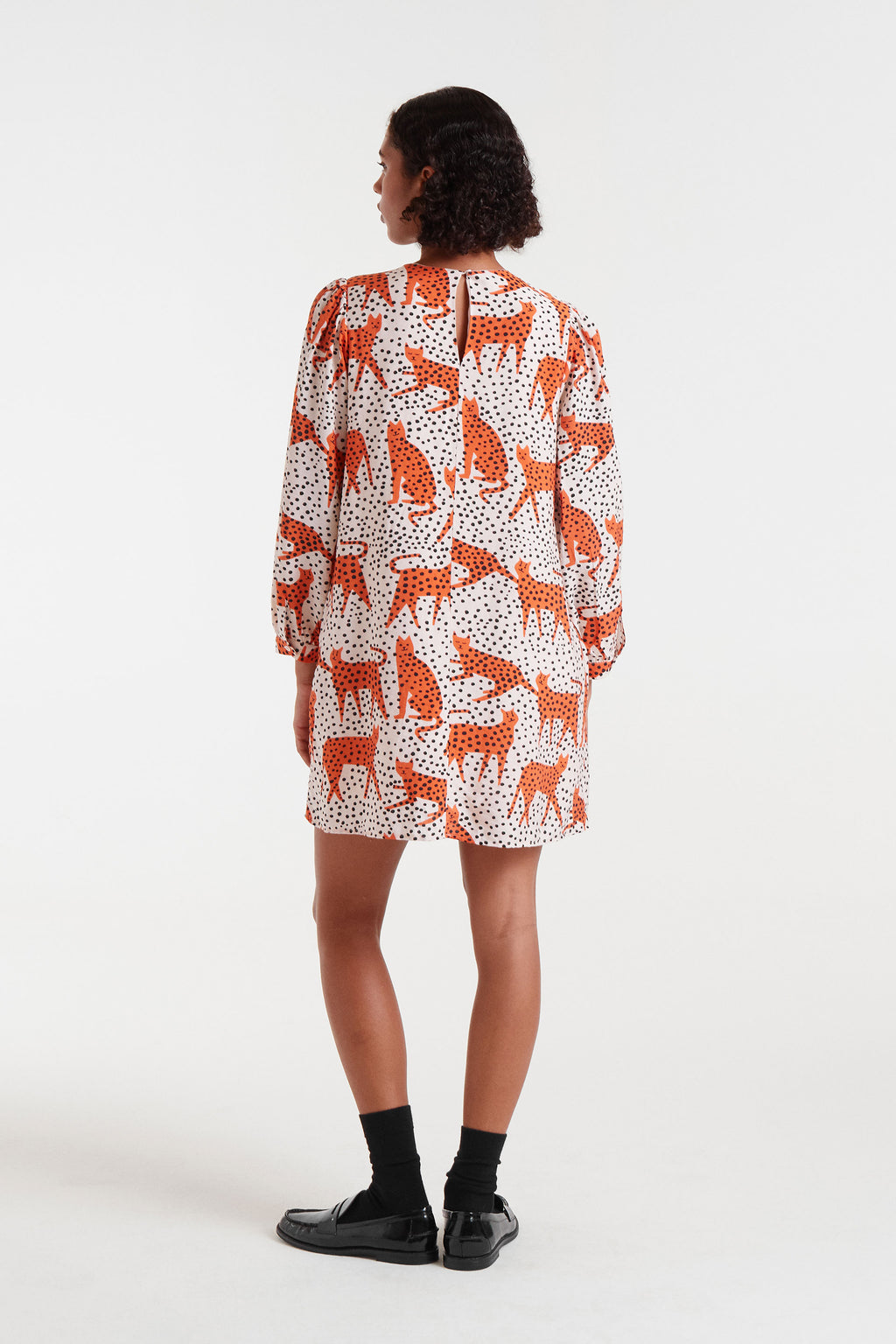 Short Dress with Orange Cheetah Patern