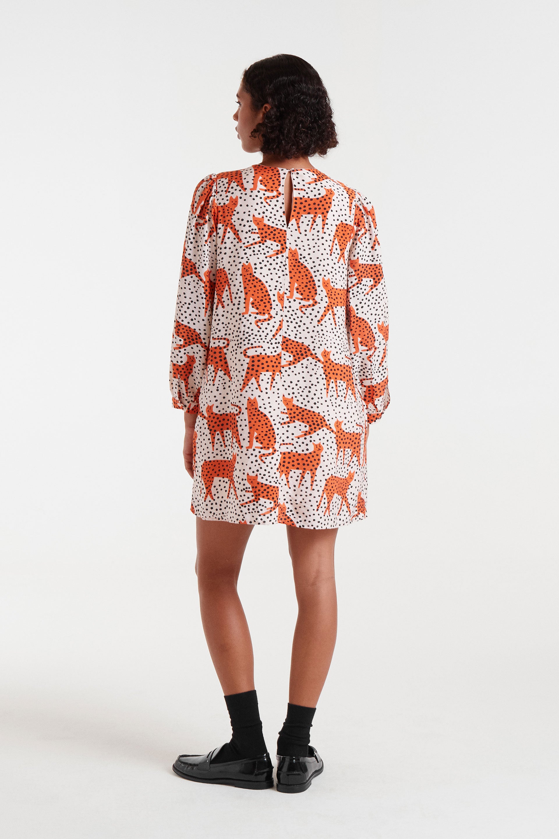 Short Dress with Orange Cheetah Patern