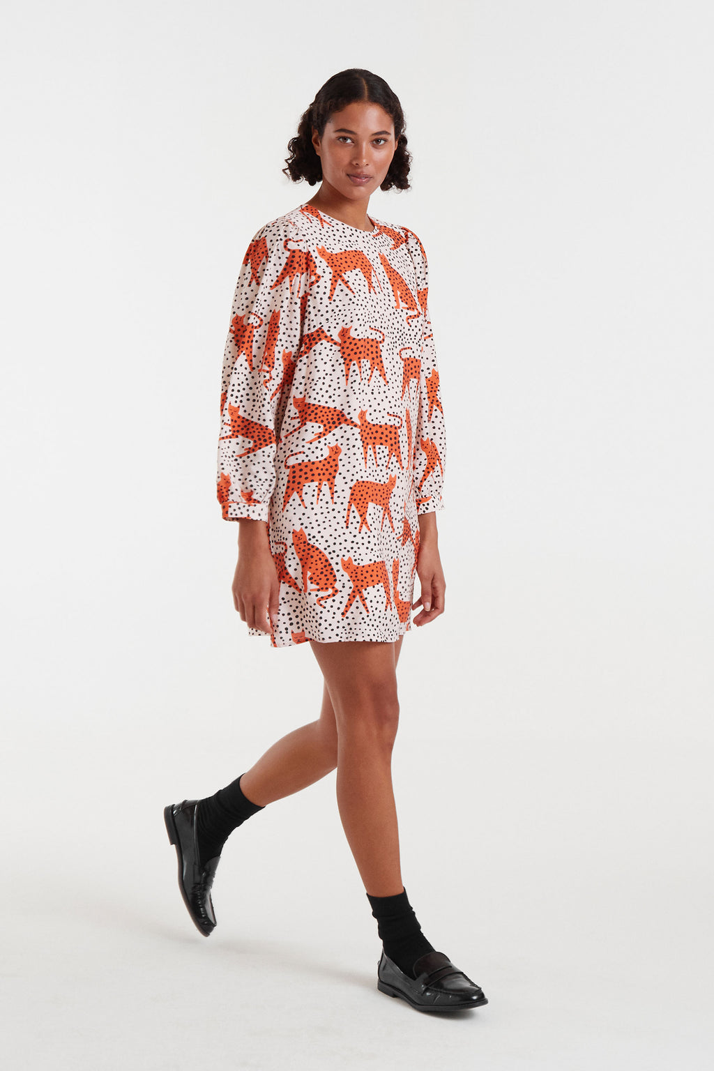 Short Dress with Orange Cheetah Patern