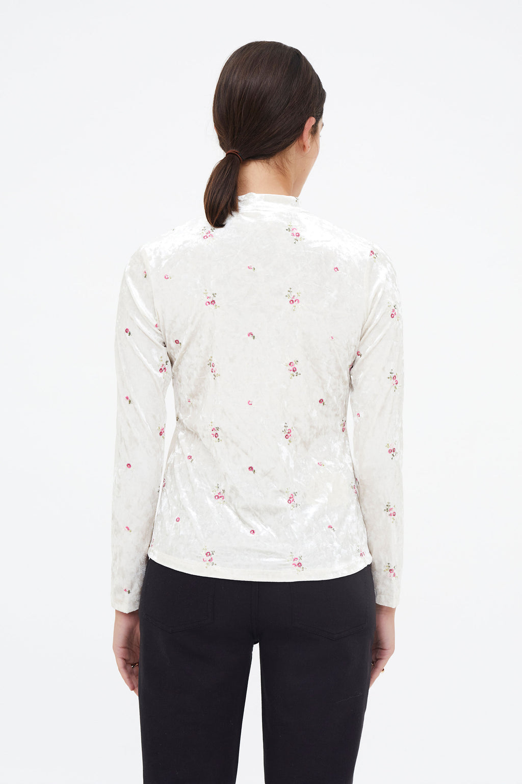 Velvet T-Shirt with Floral Print