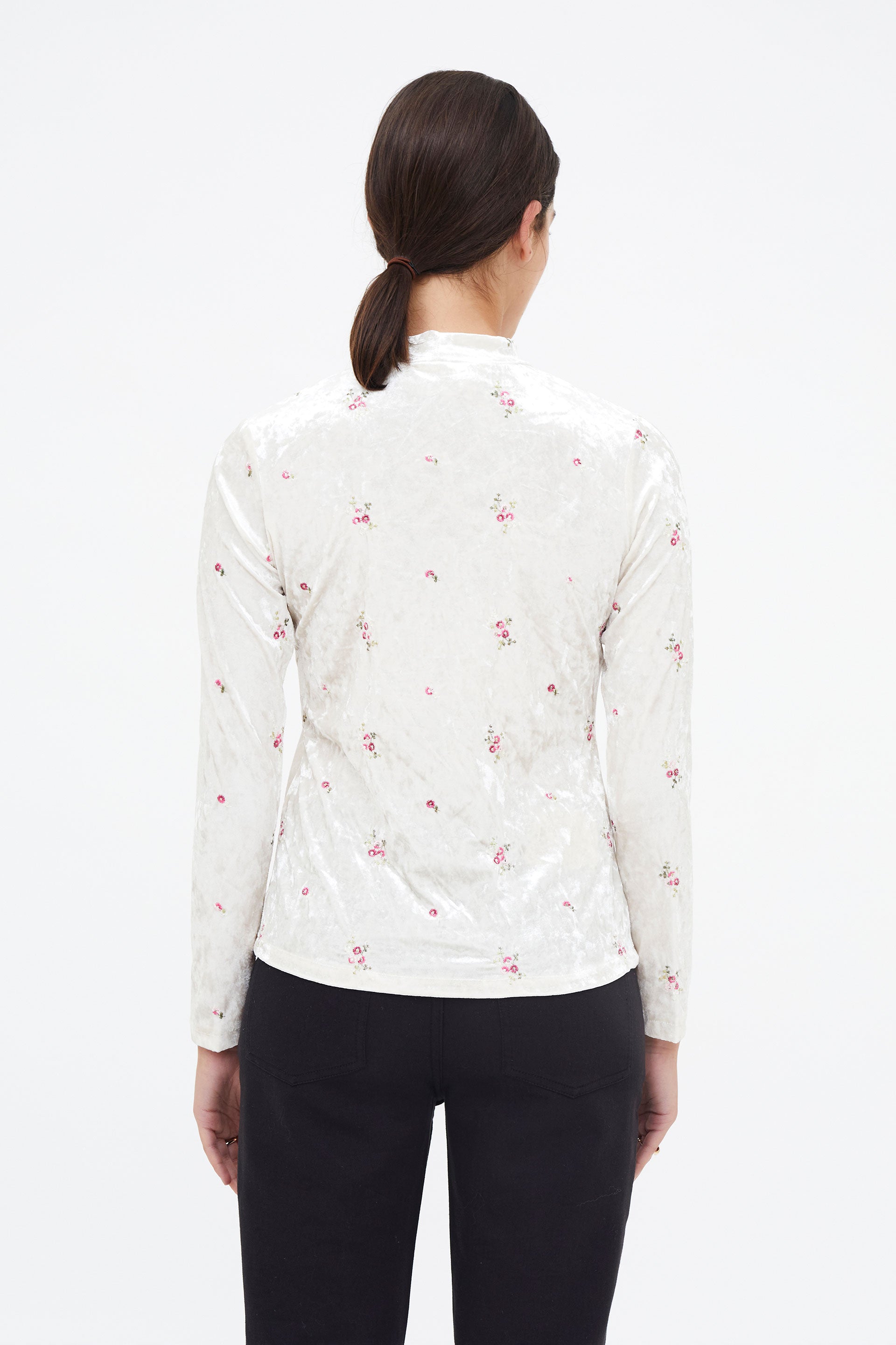 Velvet T-Shirt with Floral Print