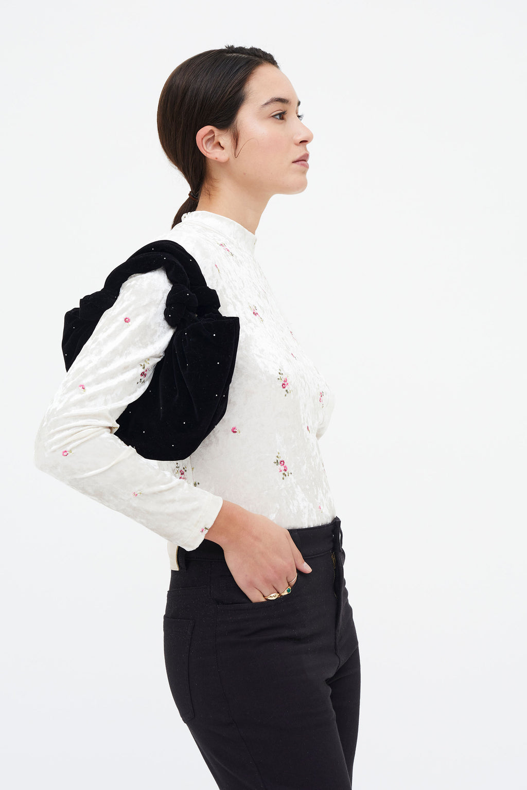 Velvet T-Shirt with Floral Print