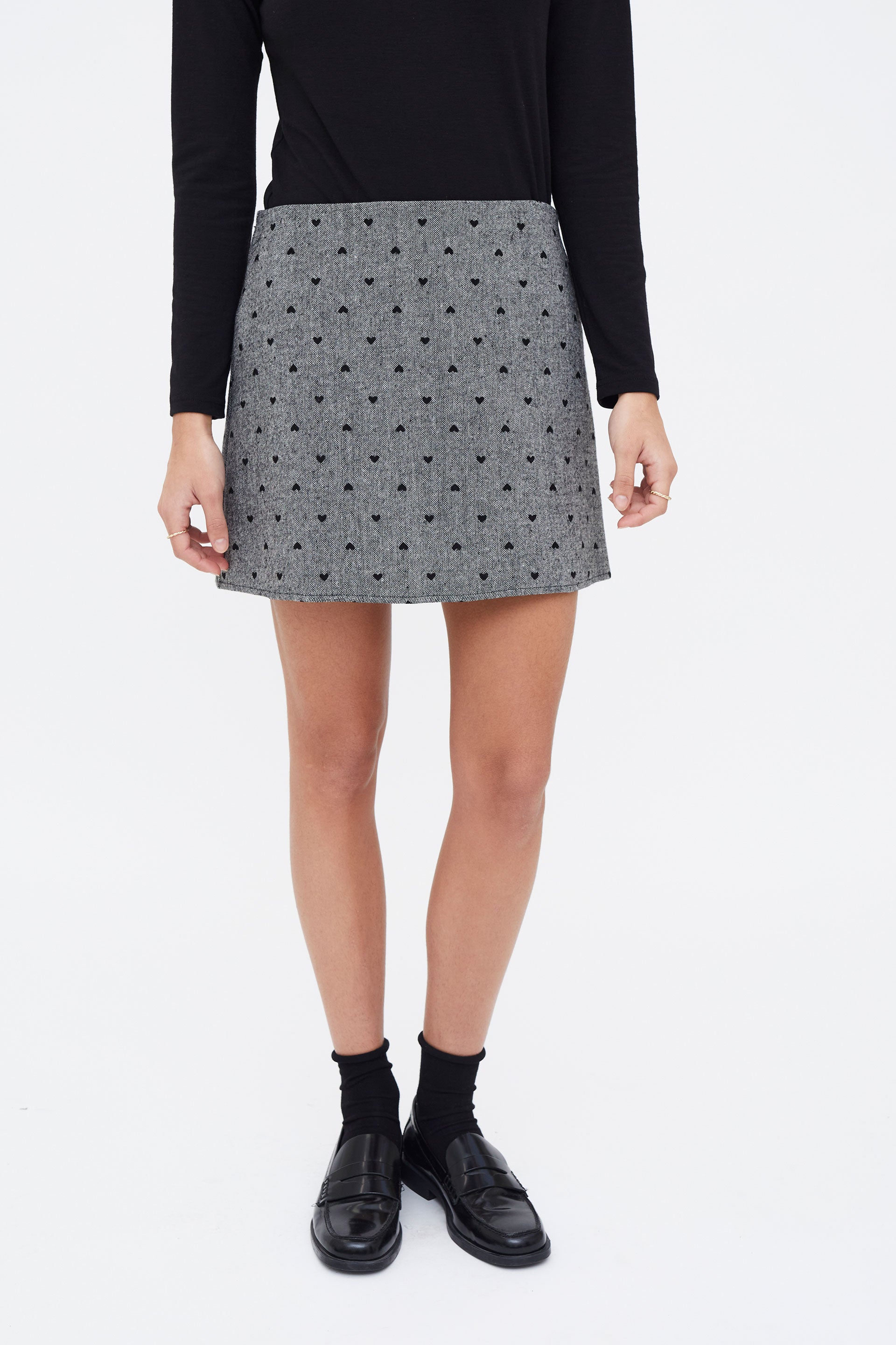 Tweed Skirt with Hart Print