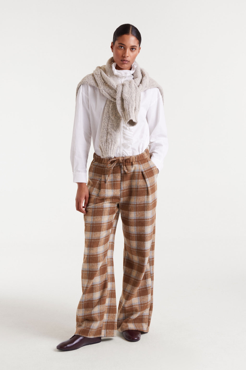 Checked Baige and Brown Trousers