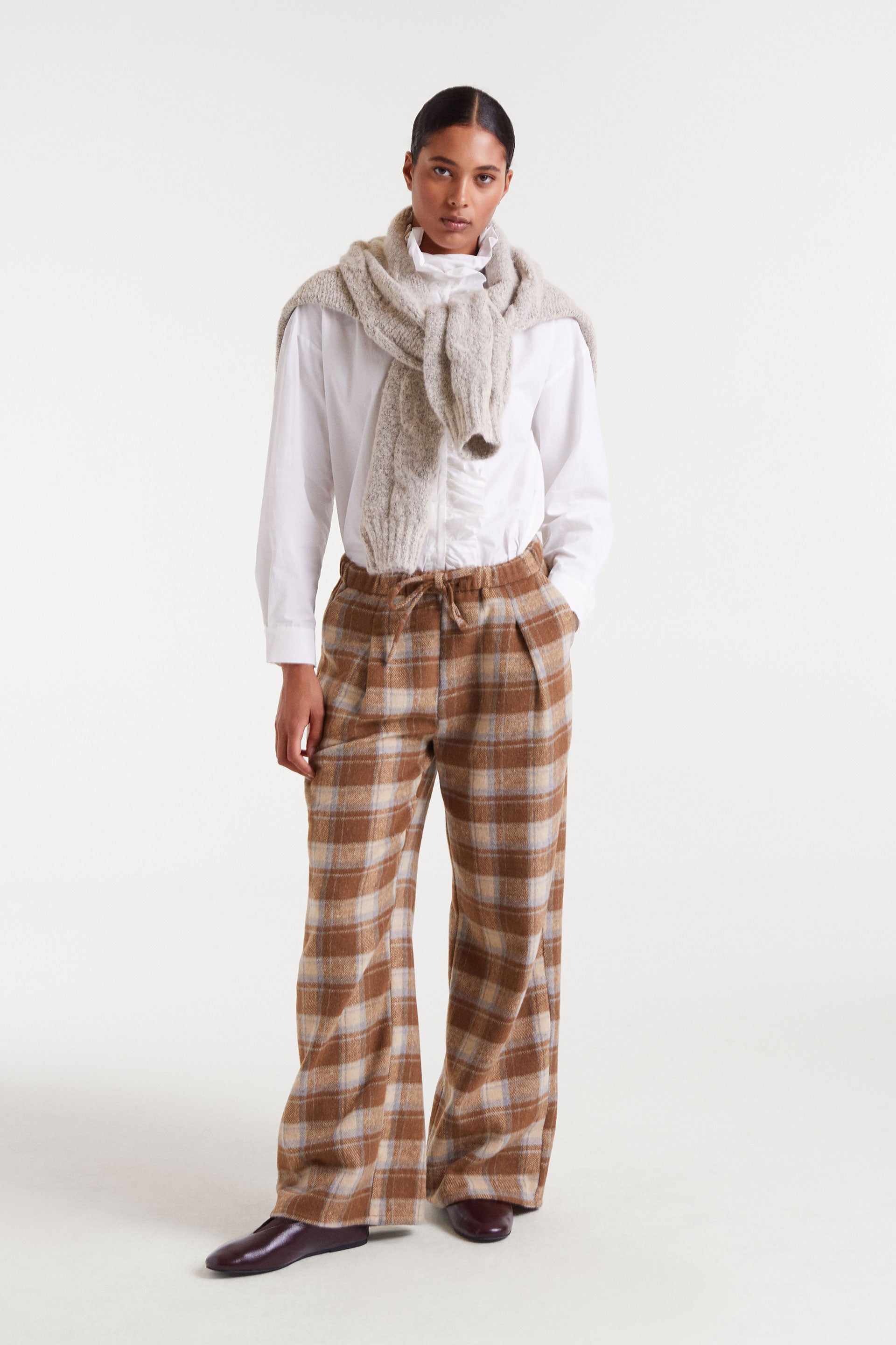 Checked Baige and Brown Trousers