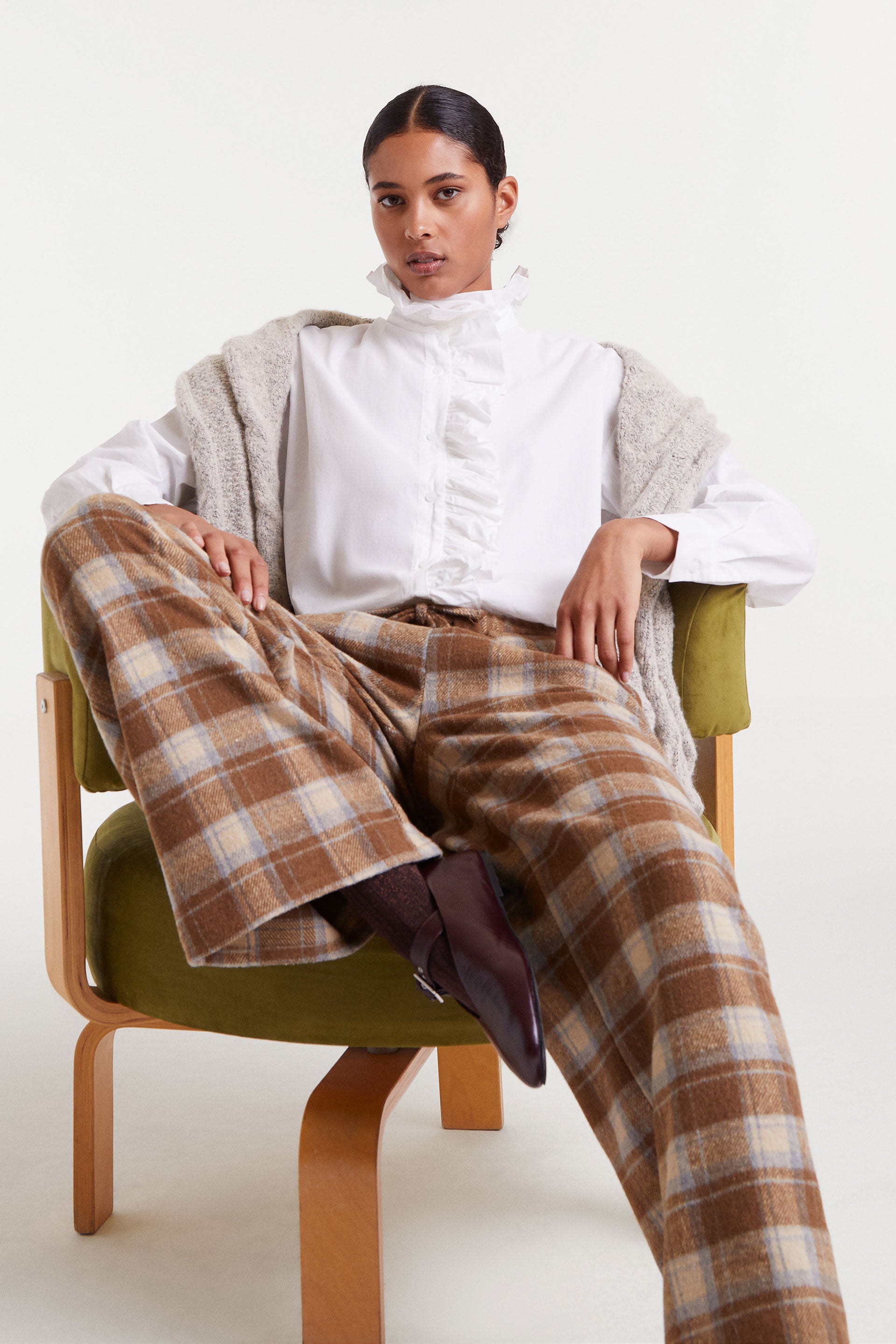 Checked Baige and Brown Trousers