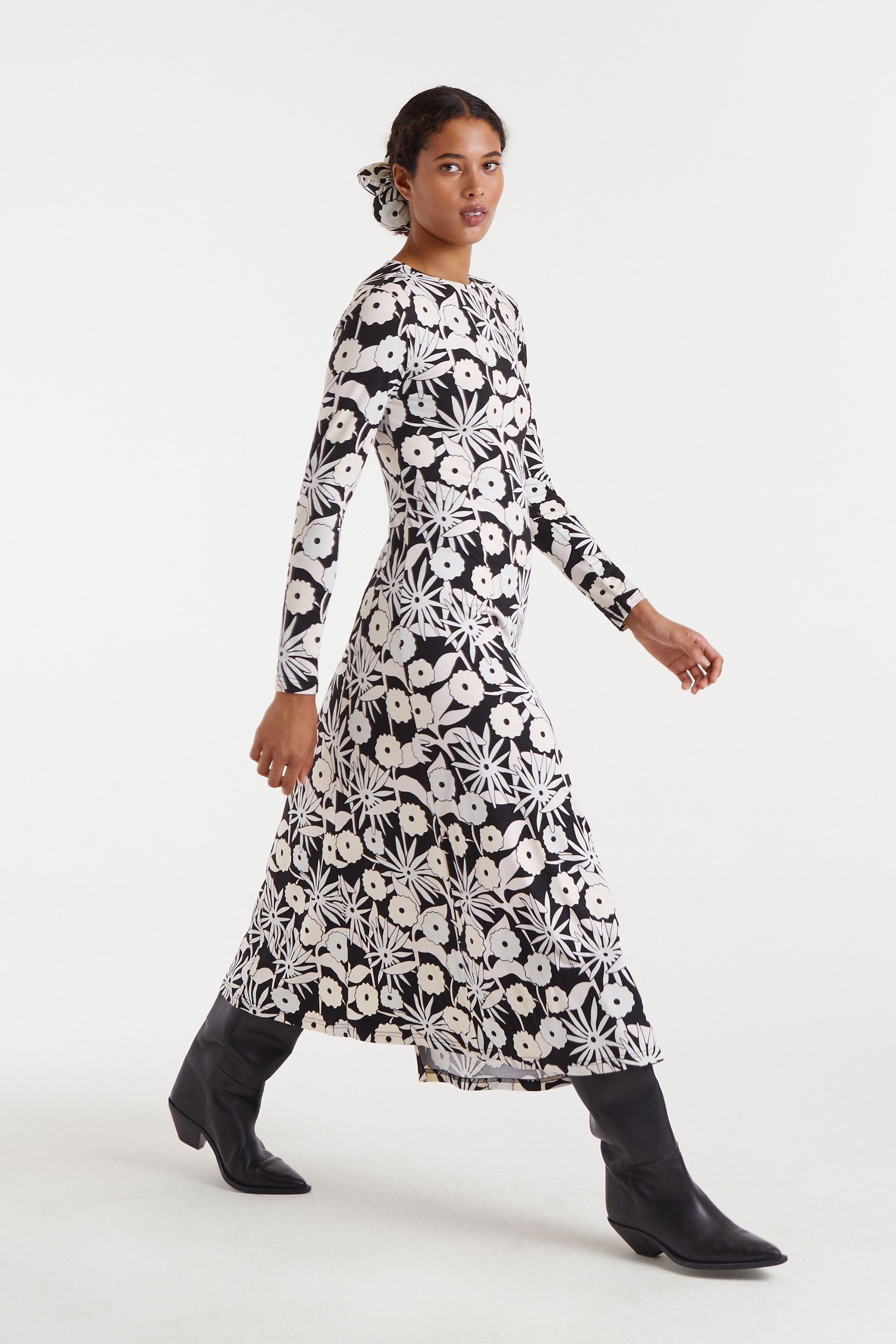 Long Flower Print Dress