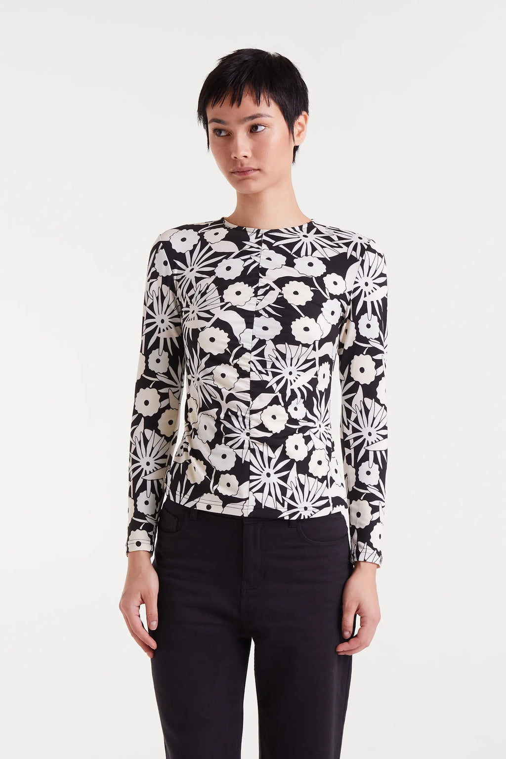 Long Sleeve Flower Print Top
